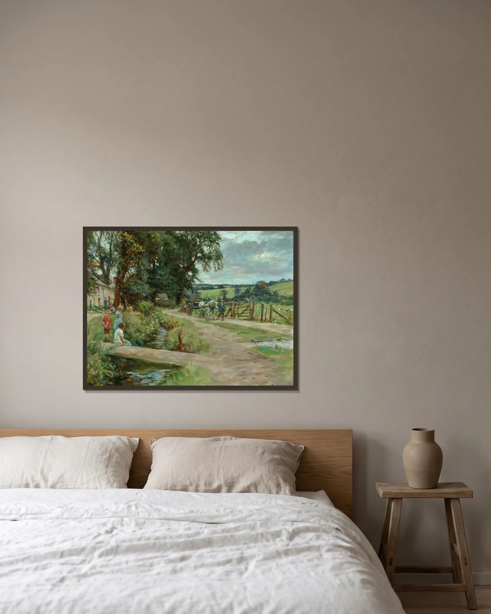 The village stream av Stanhope Alexander Forbes inramad på en vägg