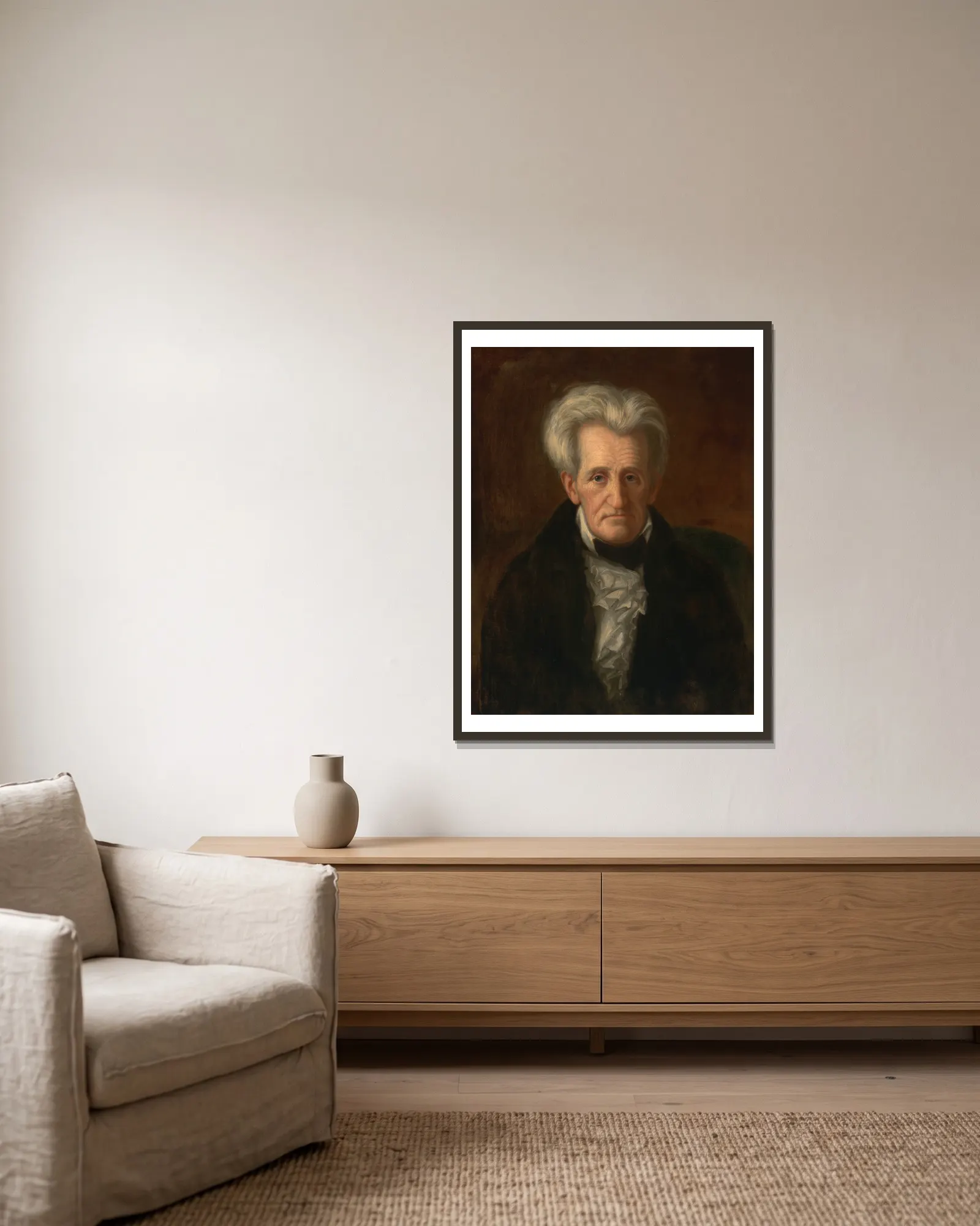 Andrew Jackson av George Peter Alexander Healy inramad på en vägg