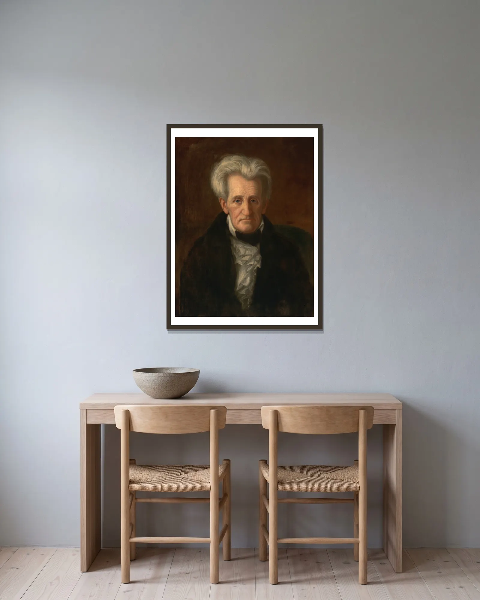Andrew Jackson av George Peter Alexander Healy inramad på en vägg
