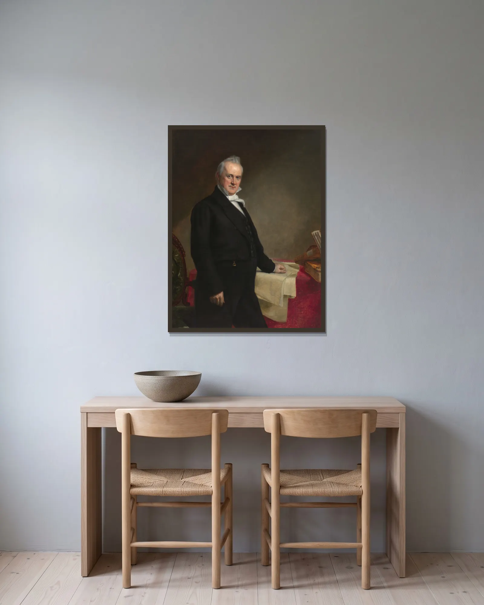 James Buchanan av George Peter Alexander Healy inramad på en vägg