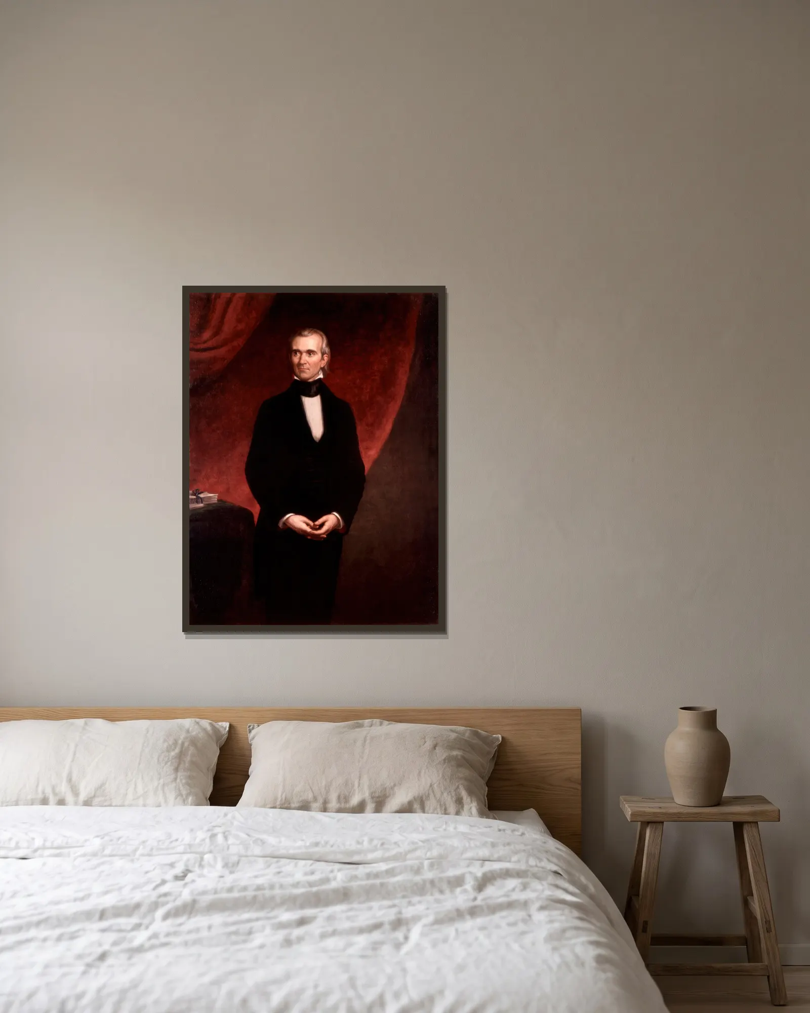 James Knox Polk, 1858 av George Peter Alexander Healy inramad på en vägg