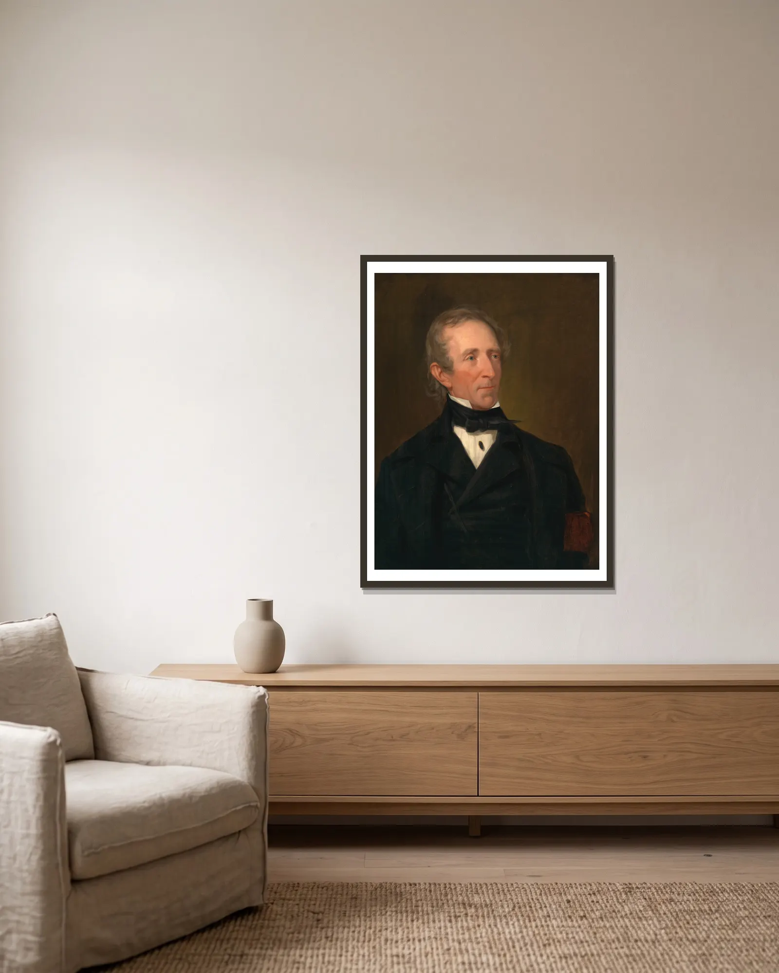 John Tyler av George Peter Alexander Healy inramad på en vägg
