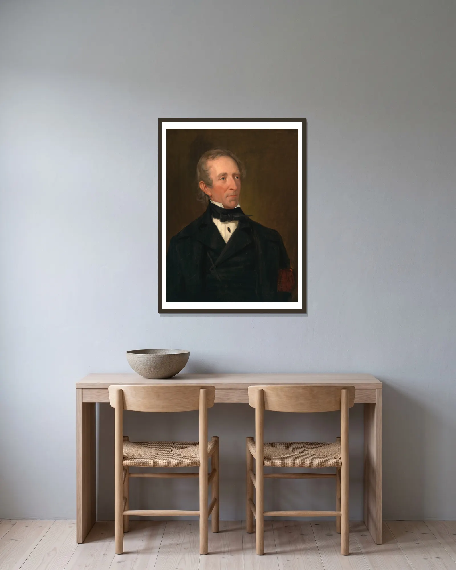 John Tyler av George Peter Alexander Healy inramad på en vägg
