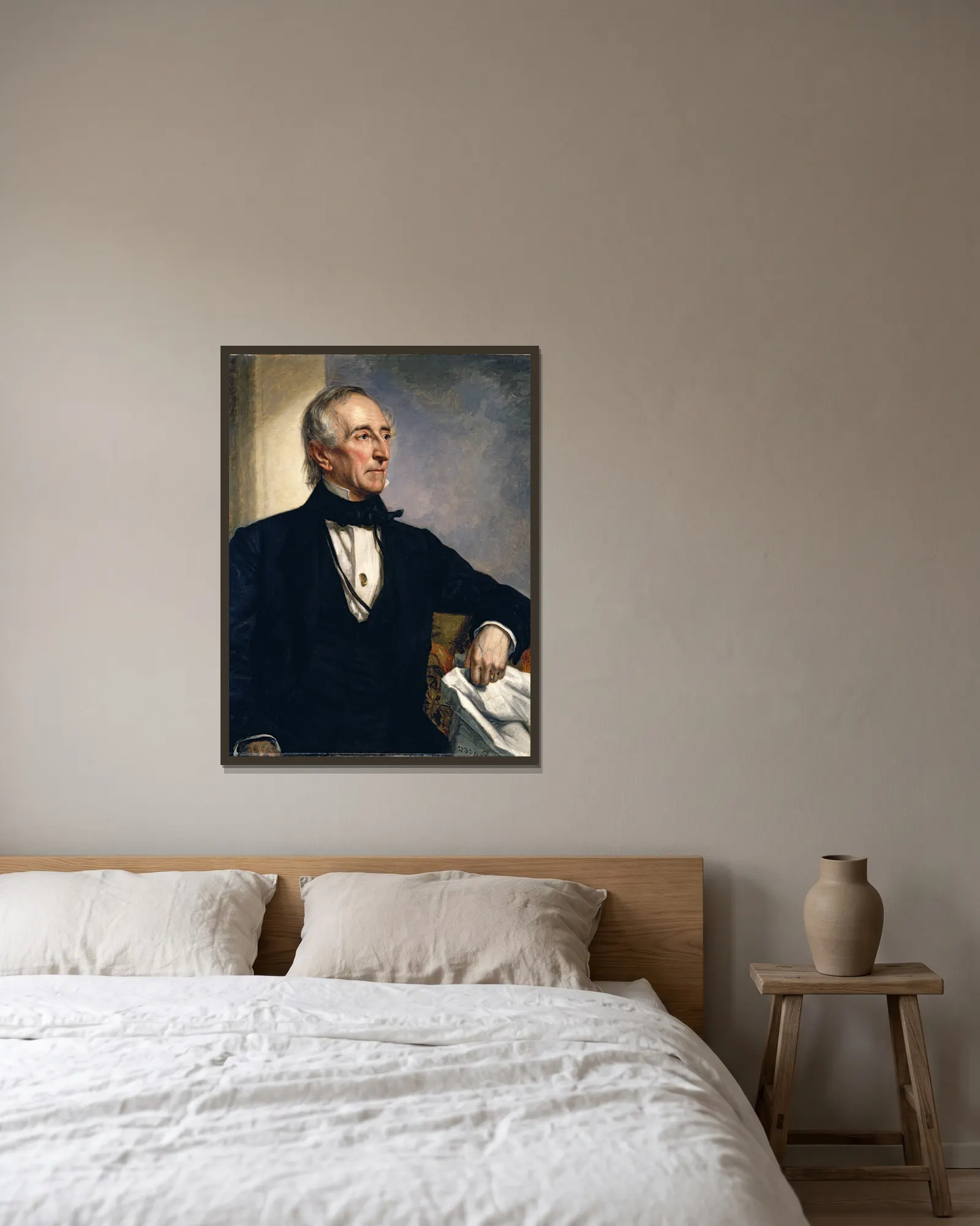 John Tyler av George Peter Alexander Healy inramad på en vägg