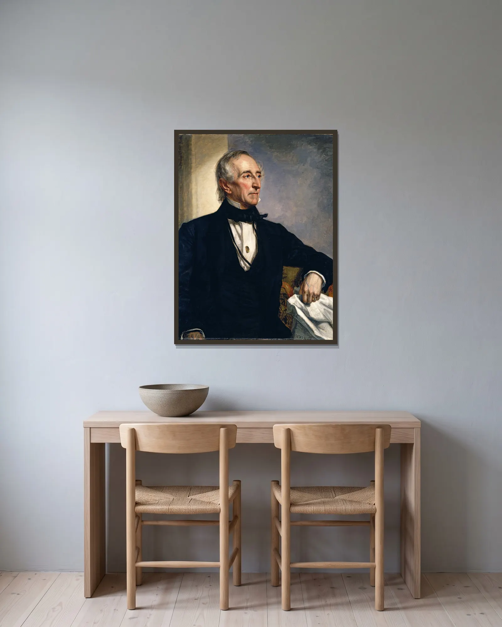 John Tyler av George Peter Alexander Healy inramad på en vägg