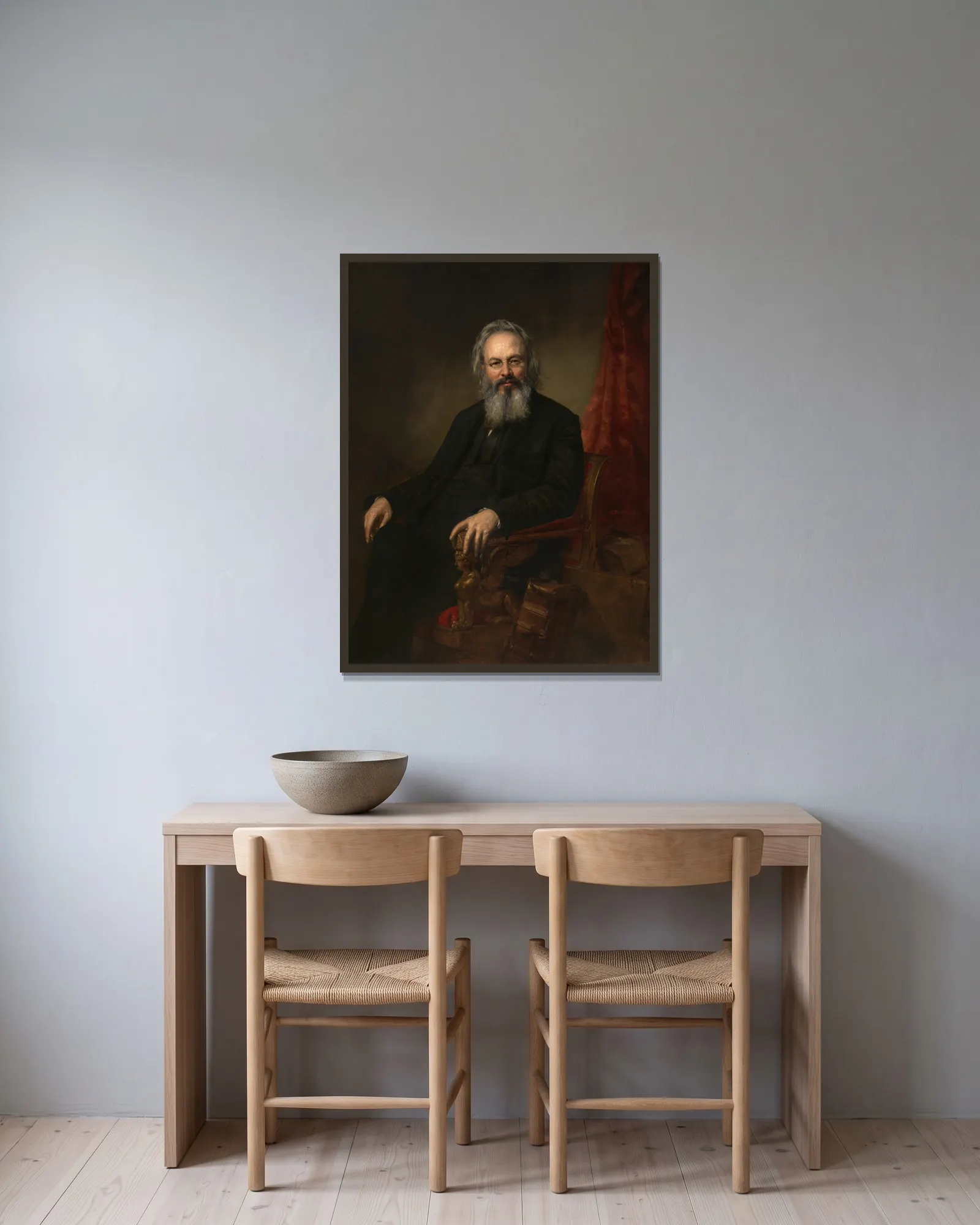 Orestes Brownson av George Peter Alexander Healy inramad på en vägg