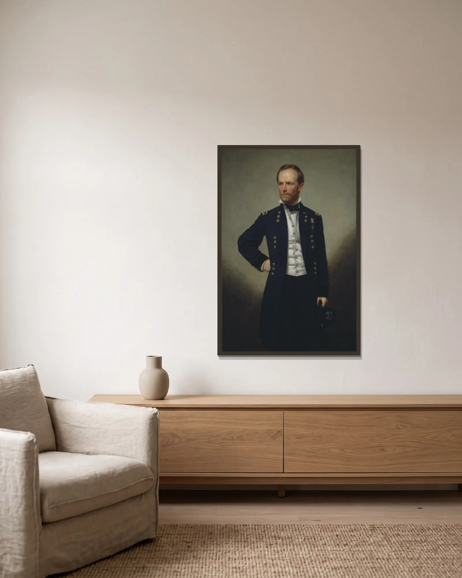 William T. Sherman av George Peter Alexander Healy inramad på en vägg