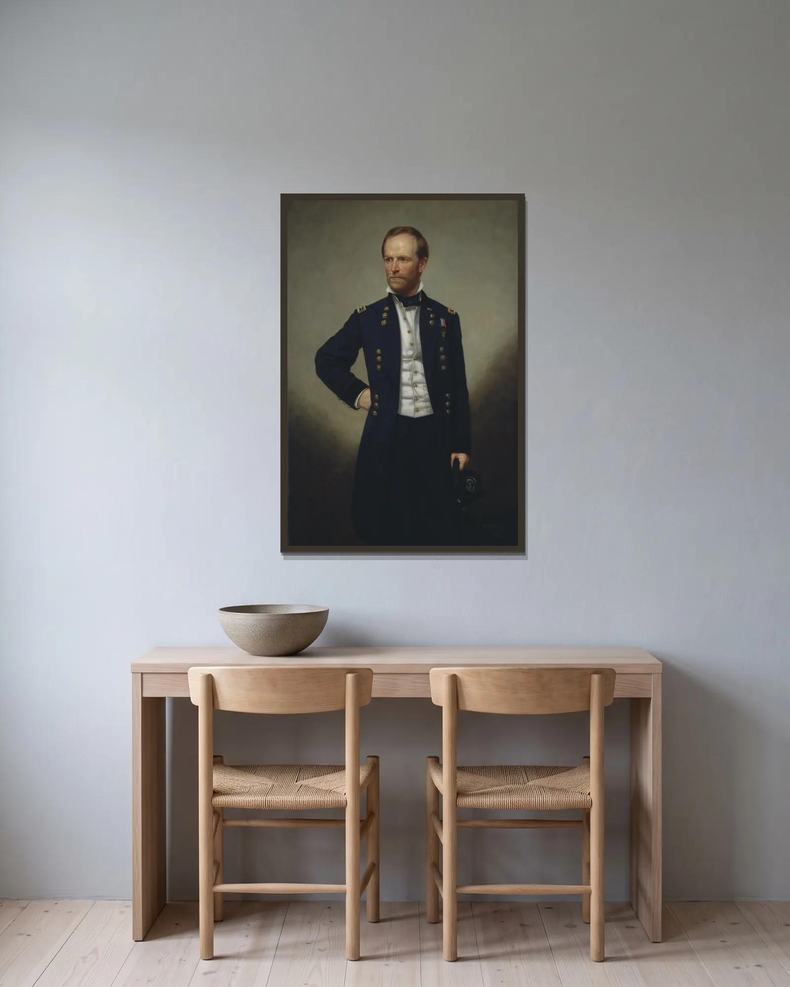 William T. Sherman av George Peter Alexander Healy inramad på en vägg