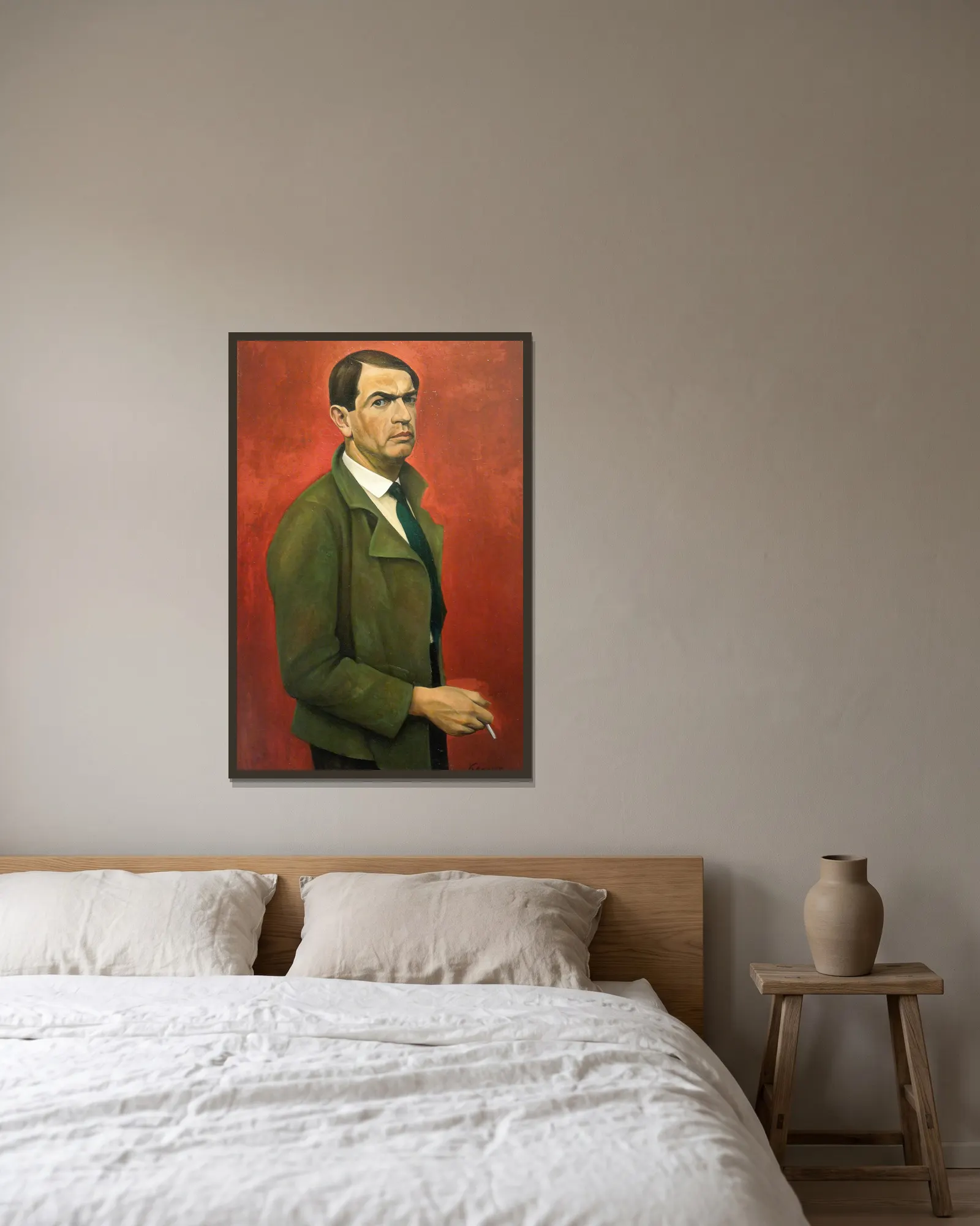 Self-Portrait av Alexander Kanoldt inramad på en vägg
