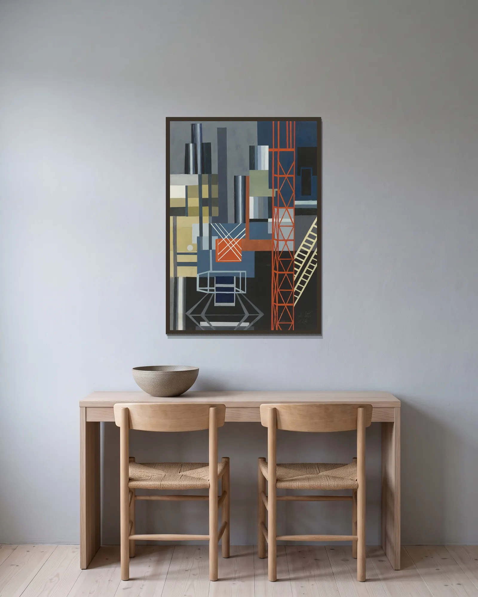Constructivist Stage Design av Alexandra Exter inramad på en vägg