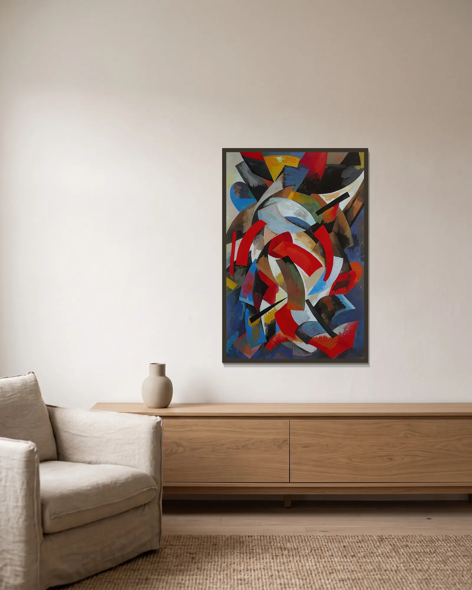 Dynamique des couleurs av Alexandra Exter inramad på en vägg