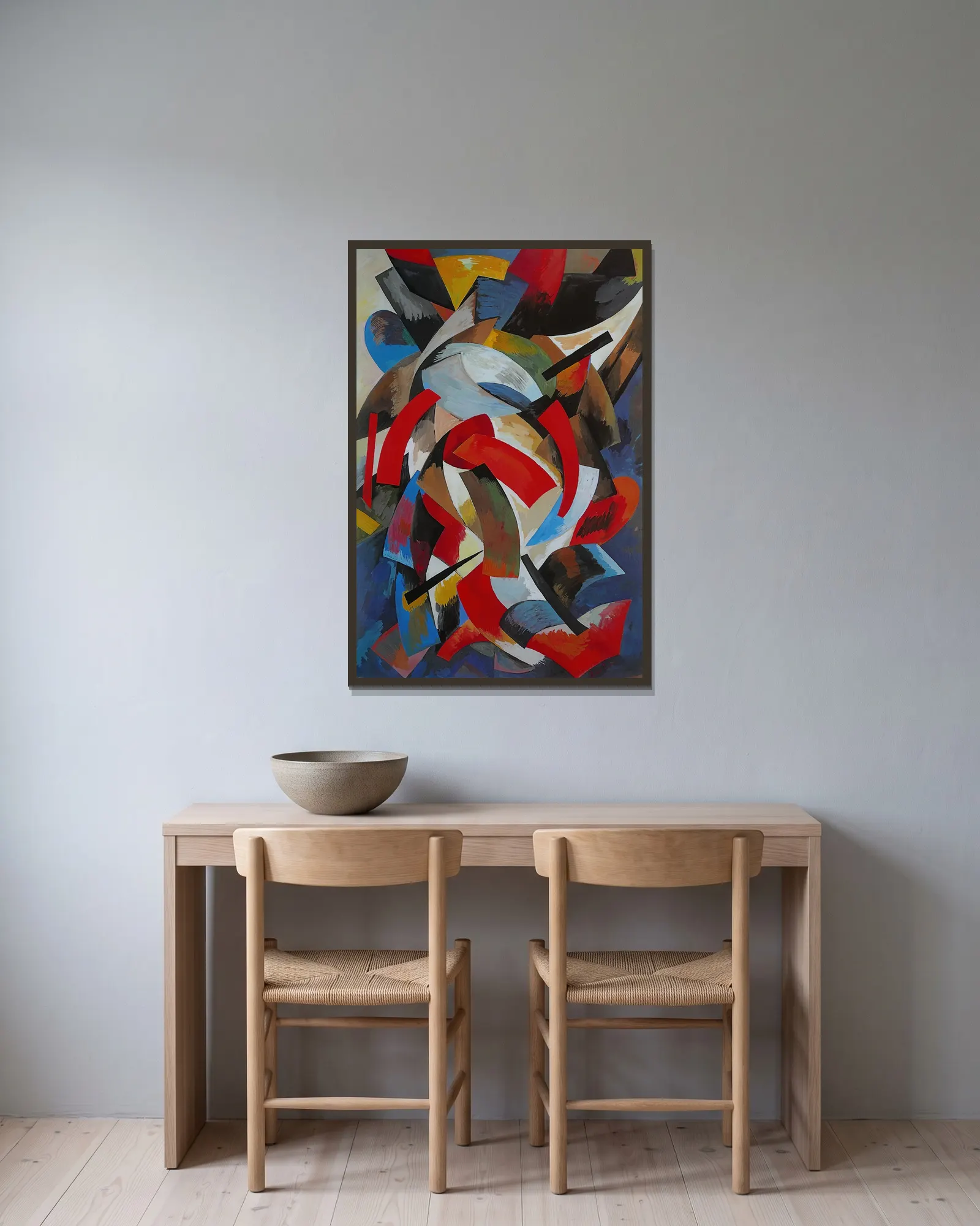 Dynamique des couleurs av Alexandra Exter inramad på en vägg