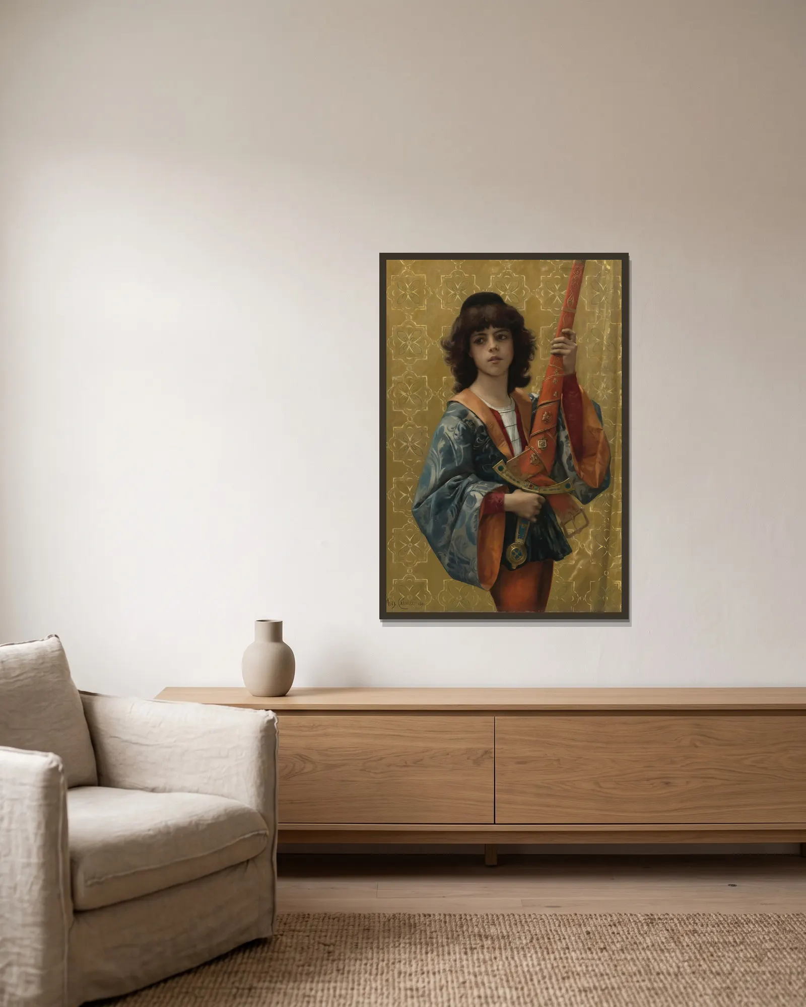 A Page av Alexandre Cabanel inramad på en vägg