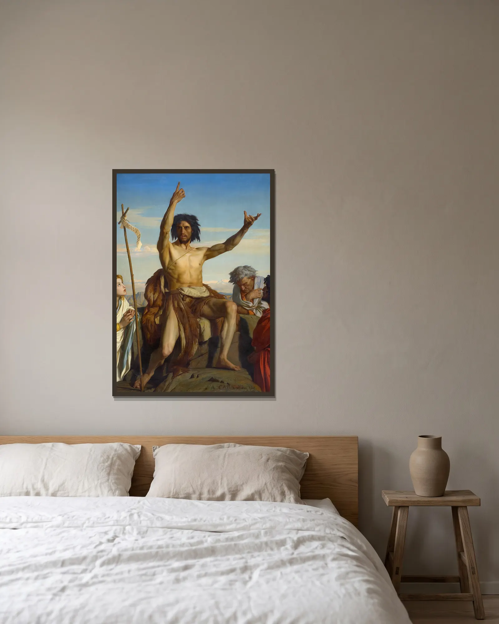 Saint Jean-Baptiste av Alexandre Cabanel inramad på en vägg