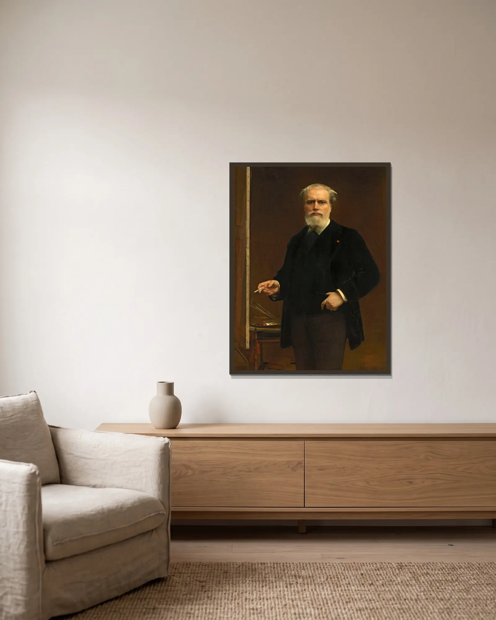 Self Portrait av Alexandre Cabanel inramad på en vägg
