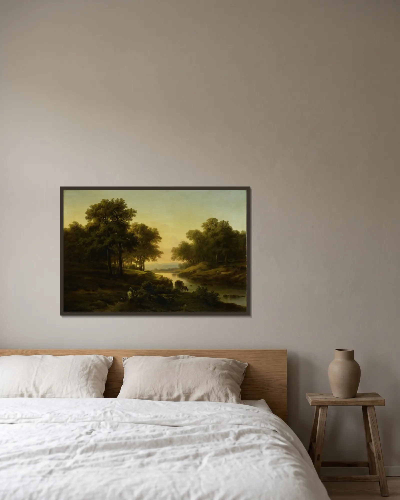Landscape av Alexandre Calame inramad på en vägg