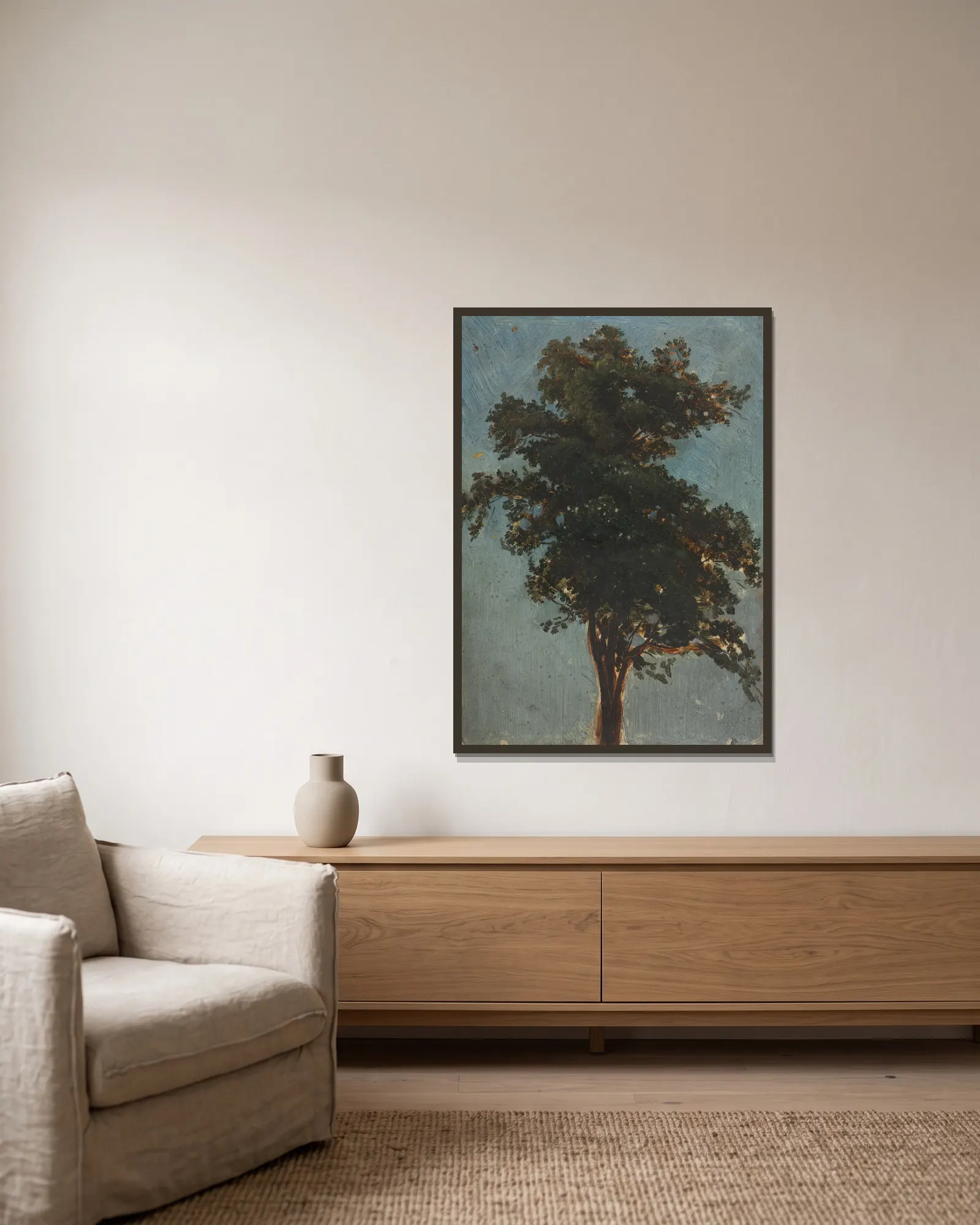 Tree Study av Alexandre Calame inramad på en vägg