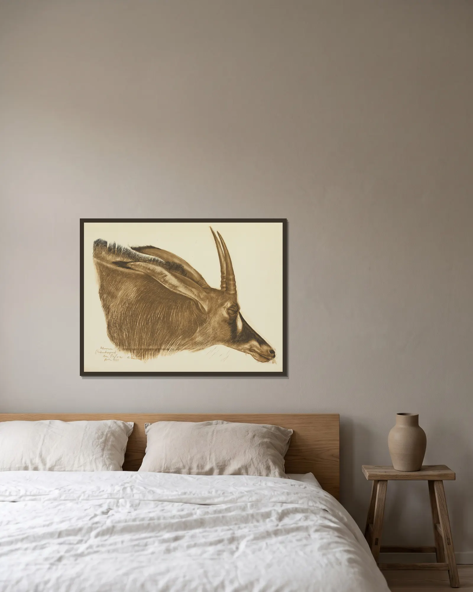 Antilope Hippotrague (Am Dafok) av Alexandre Jacovleff inramad på en vägg
