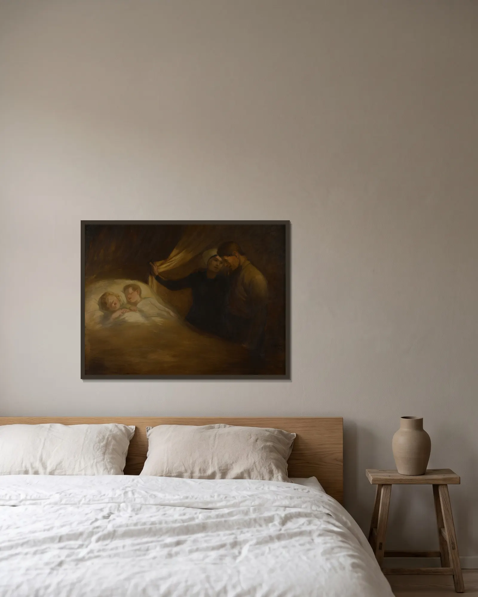 Les Pauvres gens av Théophile Alexandre Steinlen inramad på en vägg