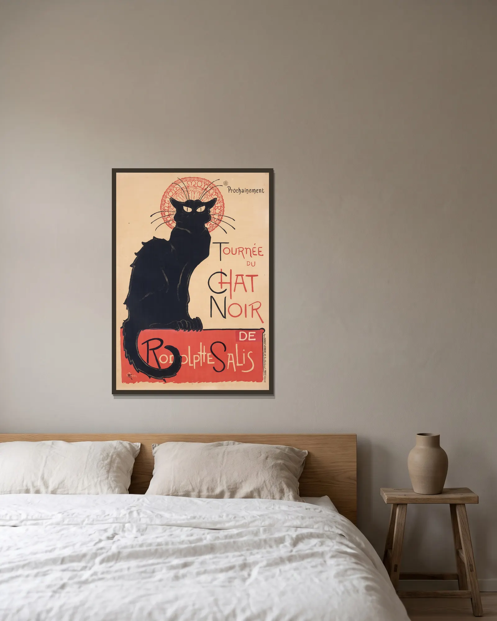 Tournée du Chat Noir av Théophile Alexandre Steinlen inramad på en vägg