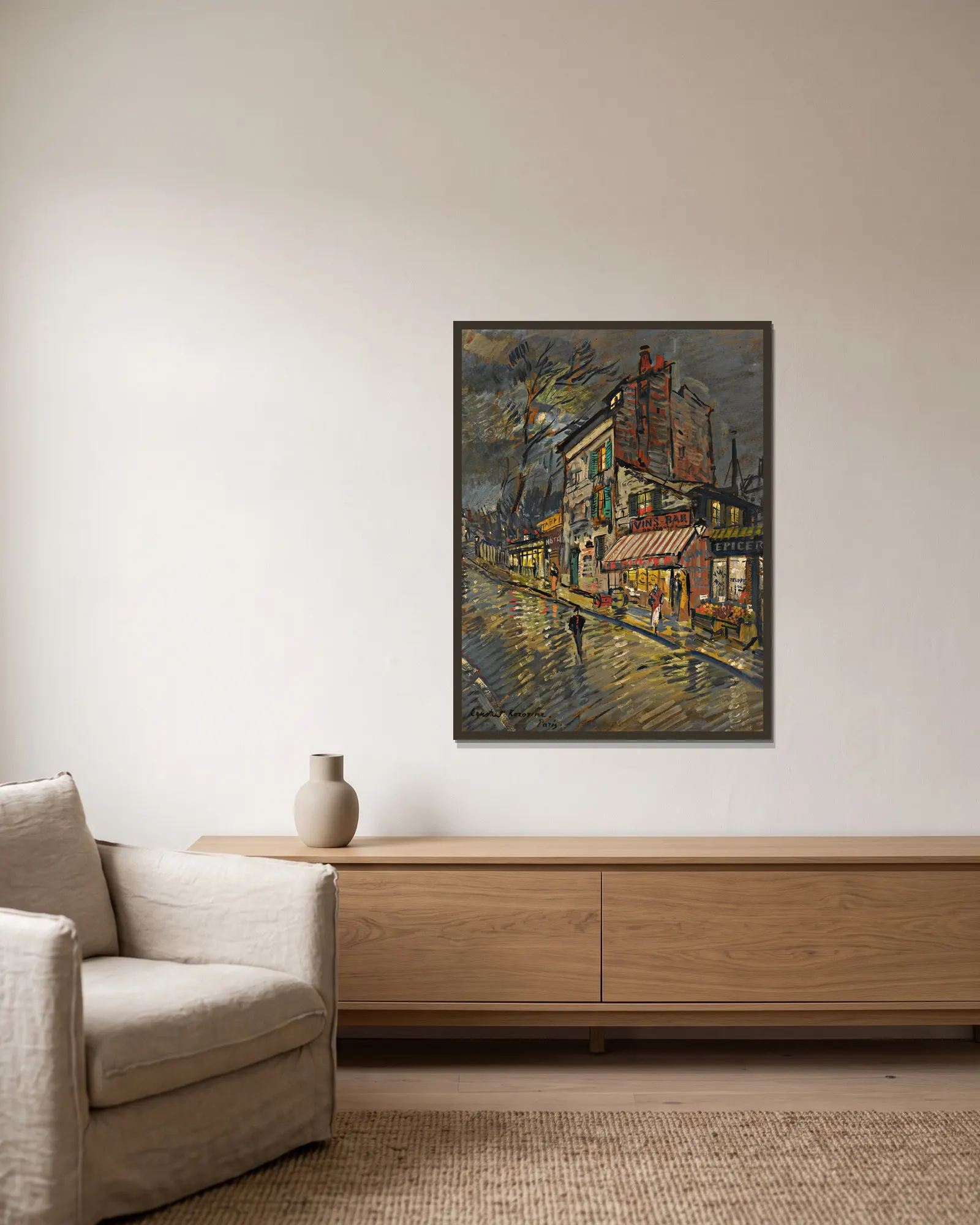 Paris By Night – nr 1 av Konstantin Alexeevich Korovin inramad på en vägg