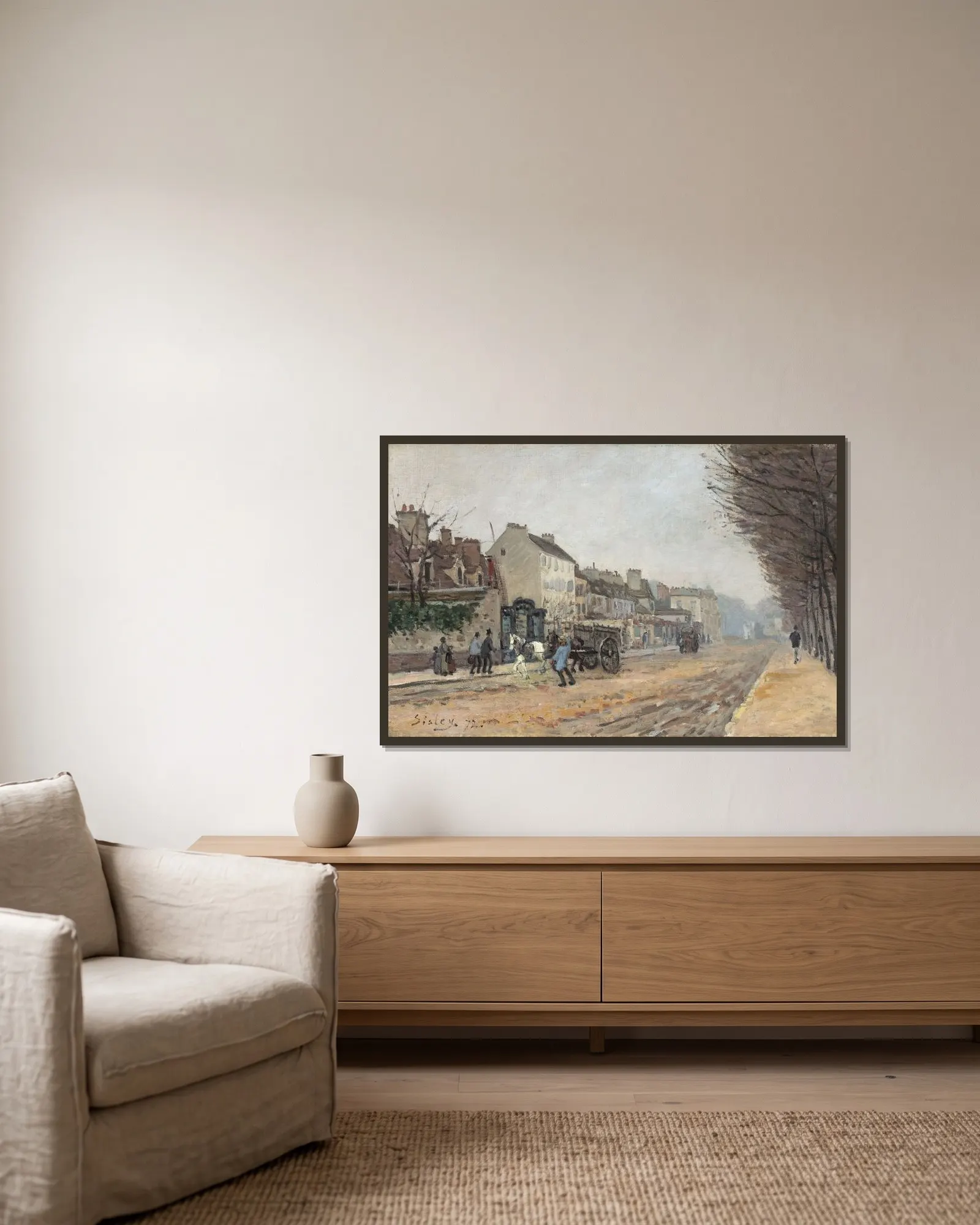 Boulevard Héloïse, Argenteuil av Alfred Sisley inramad på en vägg