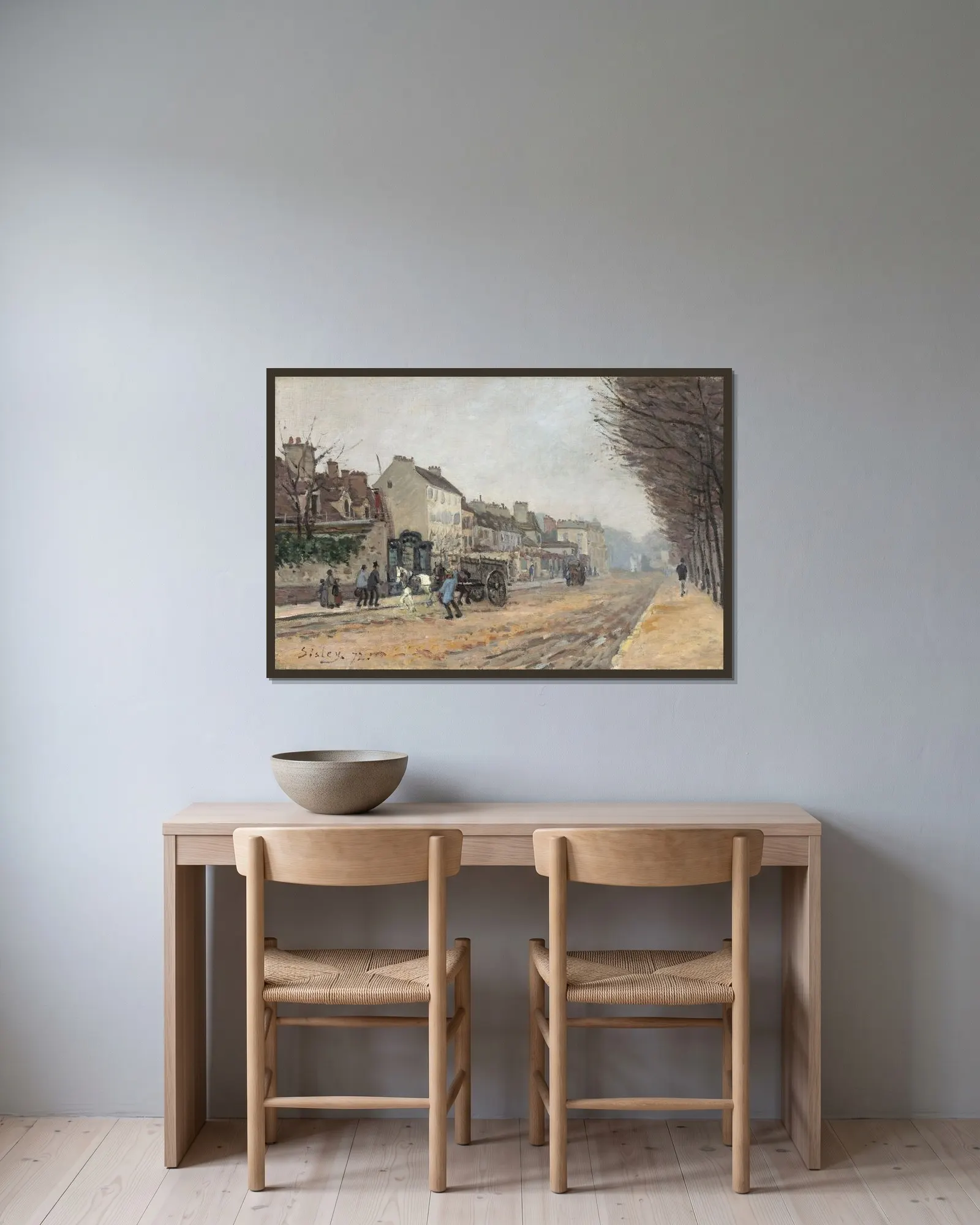 Boulevard Héloïse, Argenteuil av Alfred Sisley inramad på en vägg
