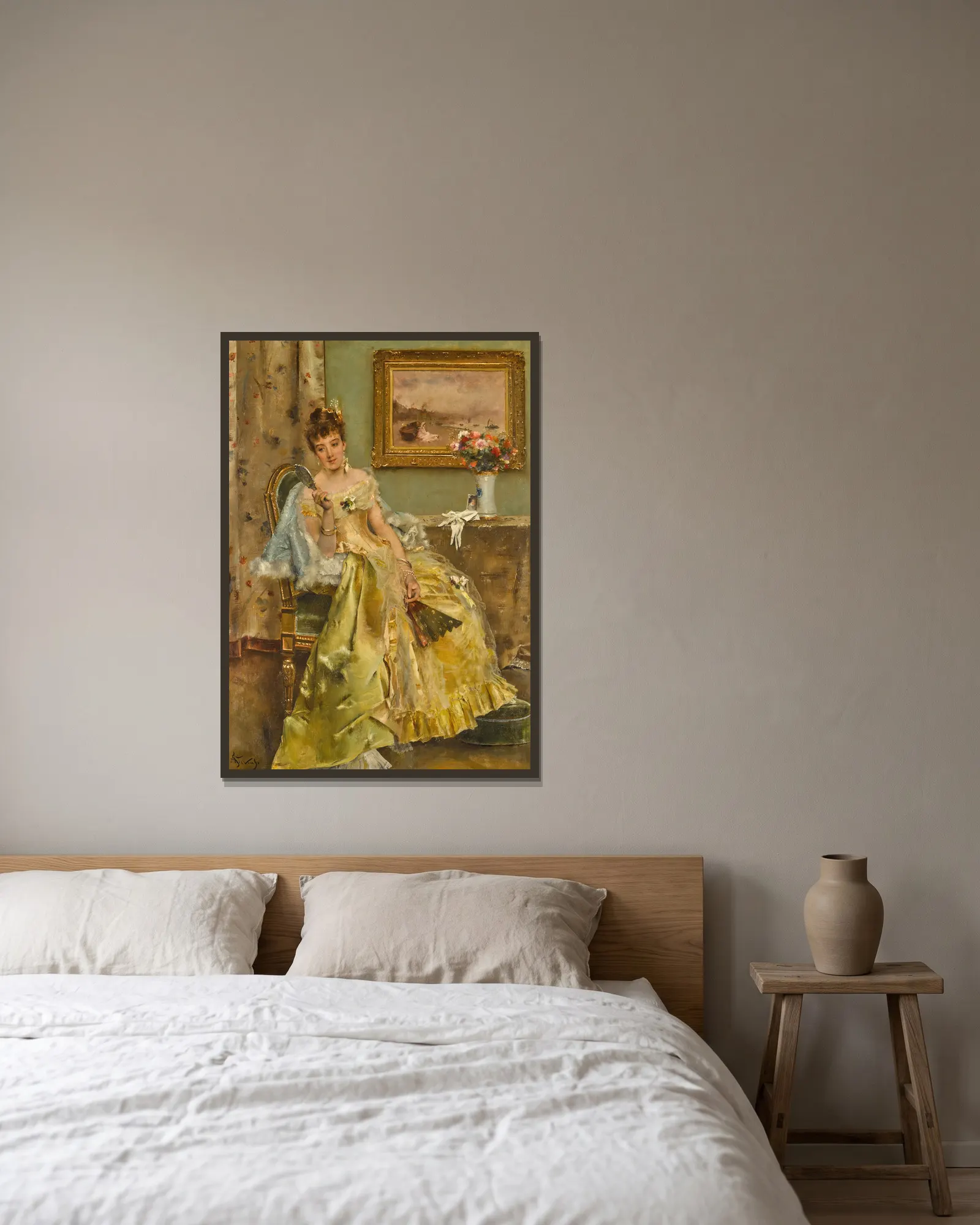 Coquetterie av Alfred Stevens inramad på en vägg