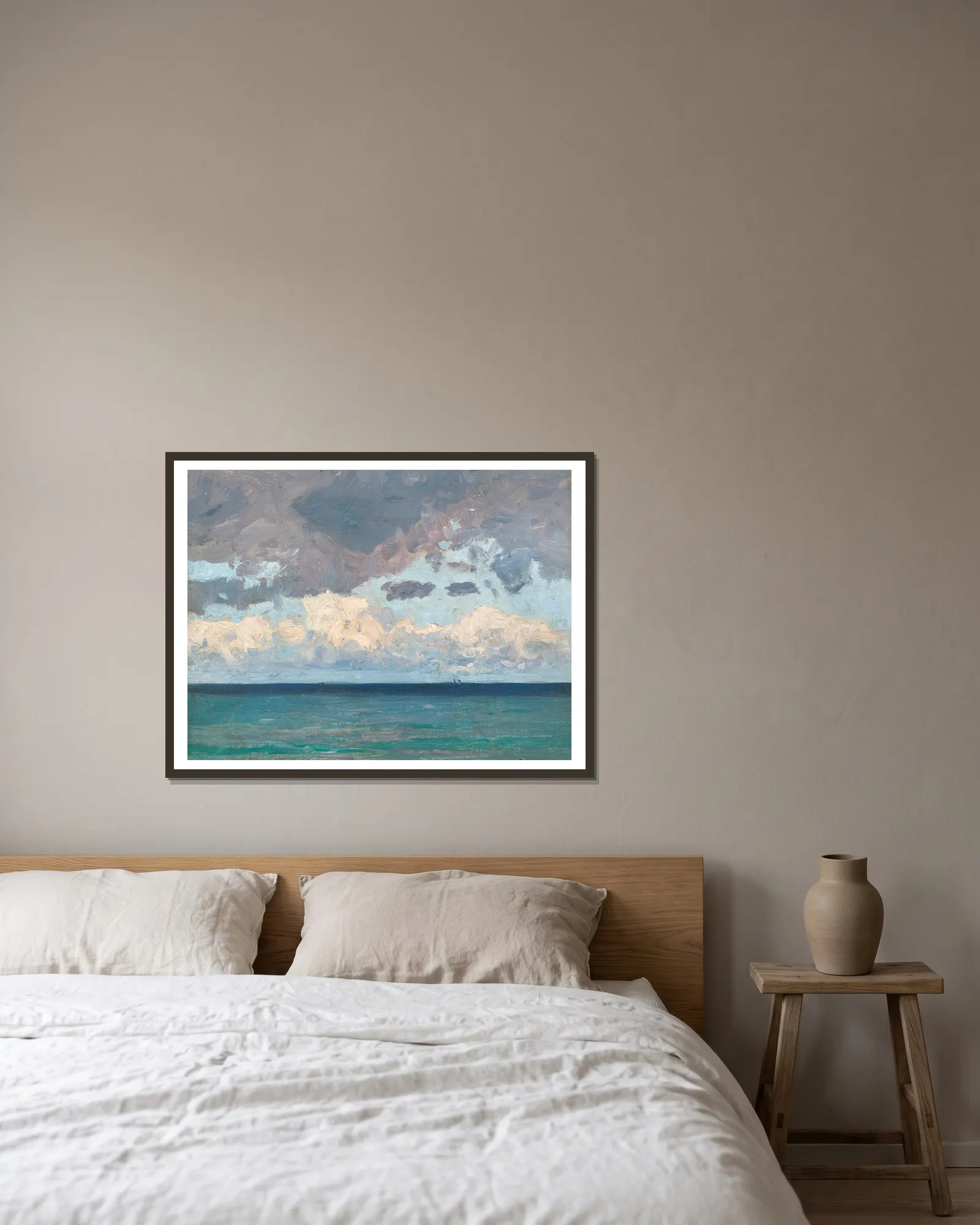 Clouds over the sea av Alfred Zoff inramad på en vägg