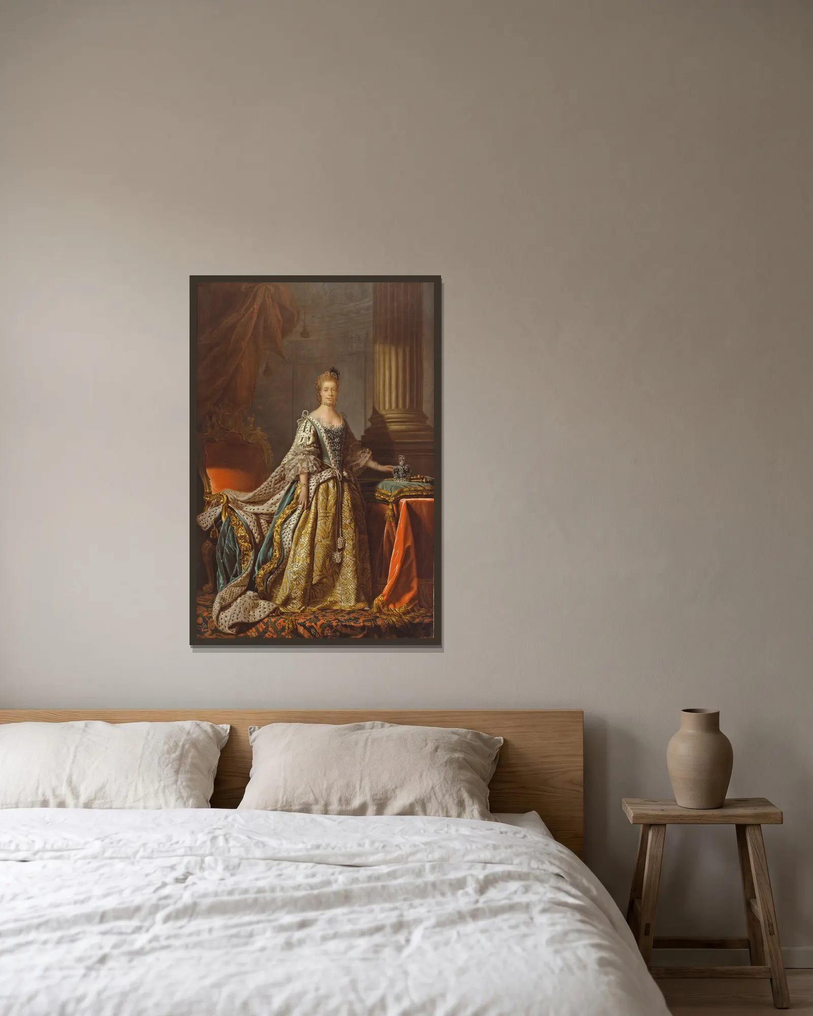 Queen Charlotte av Allan Ramsay inramad på en vägg