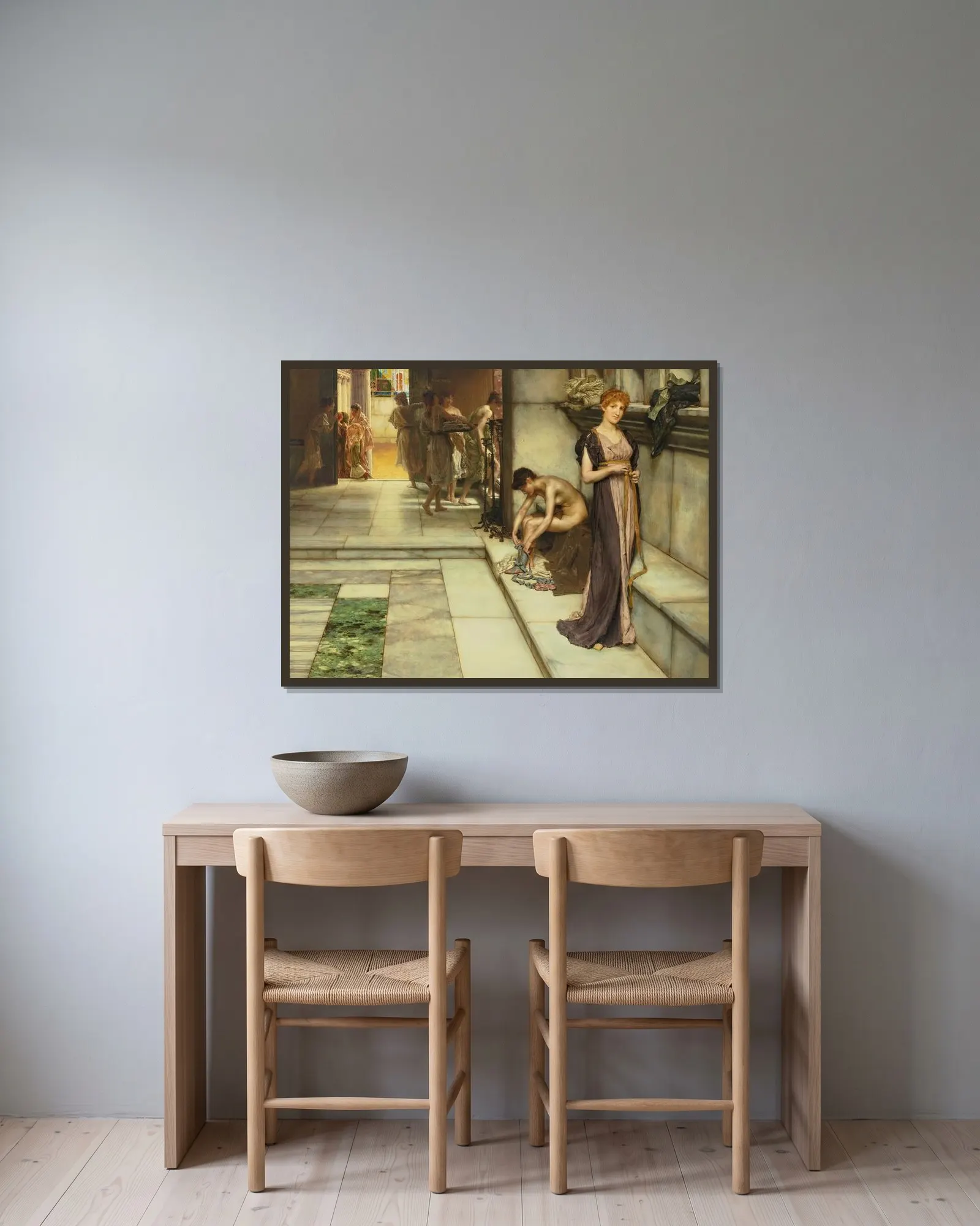 An Apodyterium av Lawrence Alma-Tadema inramad på en vägg