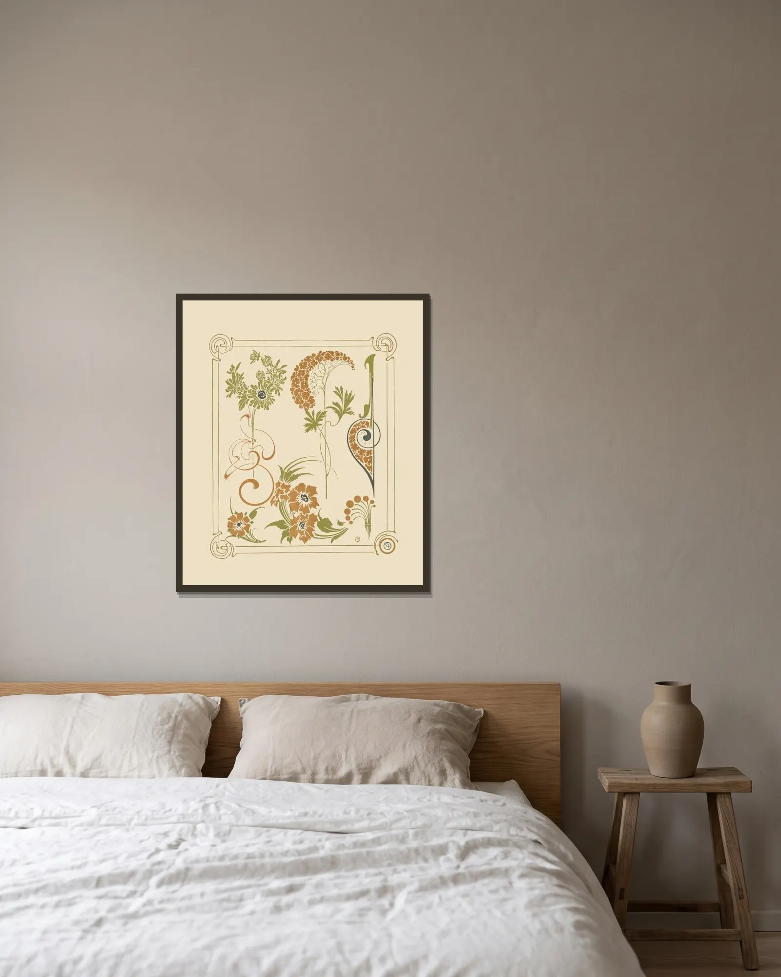 Abstract design based on flowers and arabesques. av Alphonse Mucha inramad på en vägg