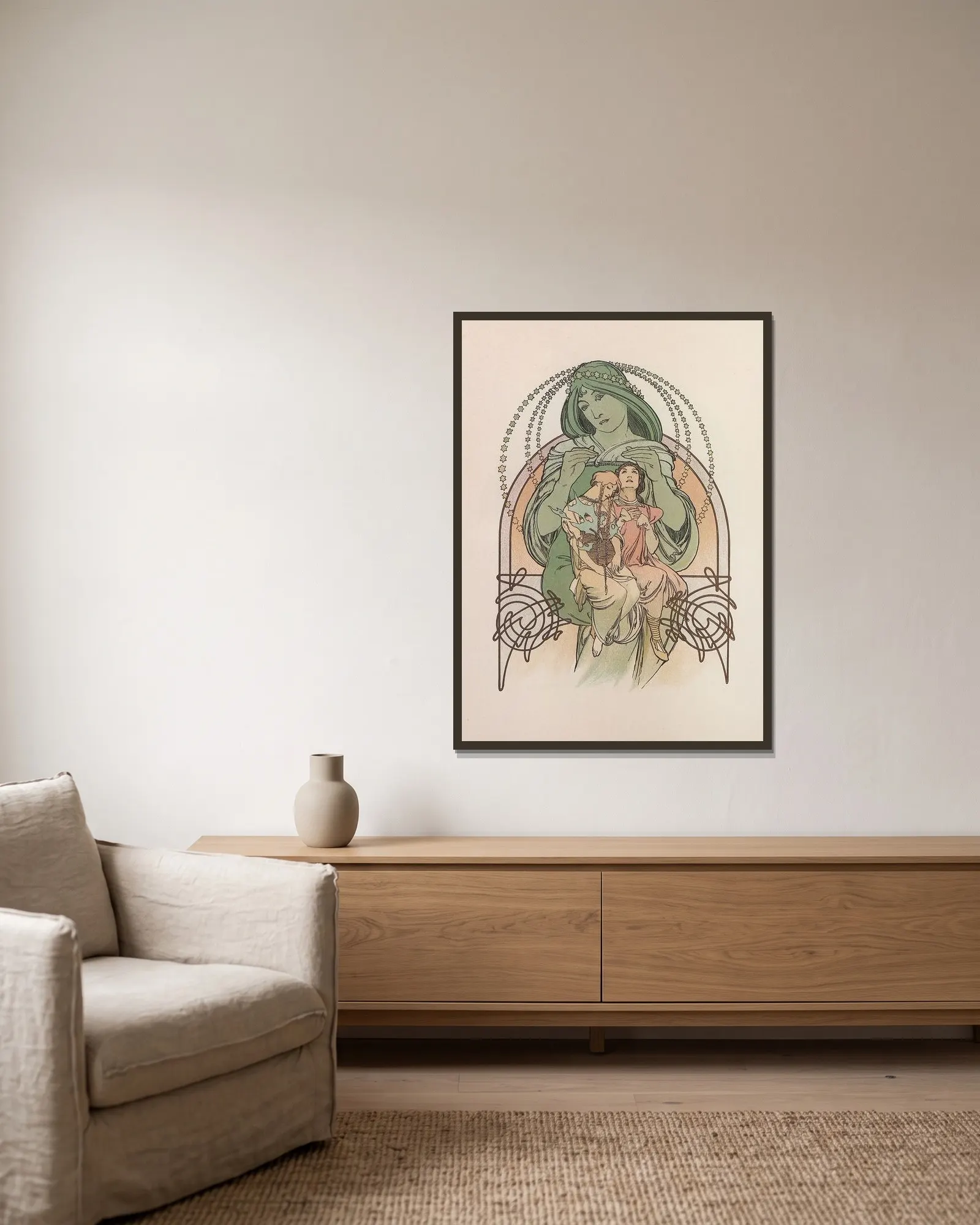 Ilsée, princesse de Tripoli av Alphonse Mucha inramad på en vägg