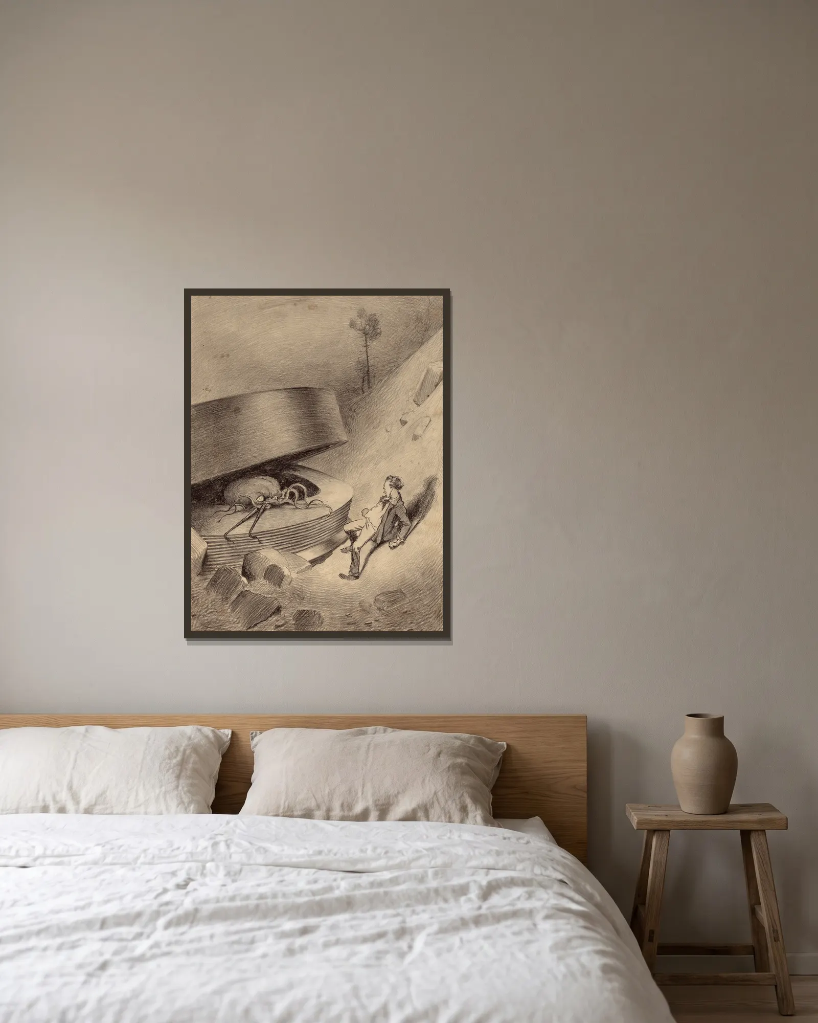 Martian Emerges av Henrique Alvim Corrêa inramad på en vägg
