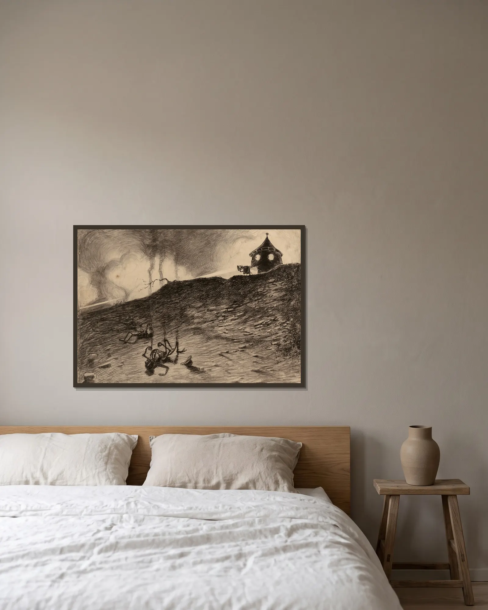 Martian Viewing Carnage av Henrique Alvim Corrêa inramad på en vägg