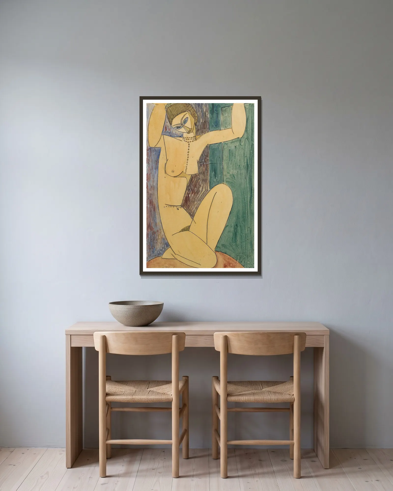 Cariatide av Amedeo Modigliani inramad på en vägg