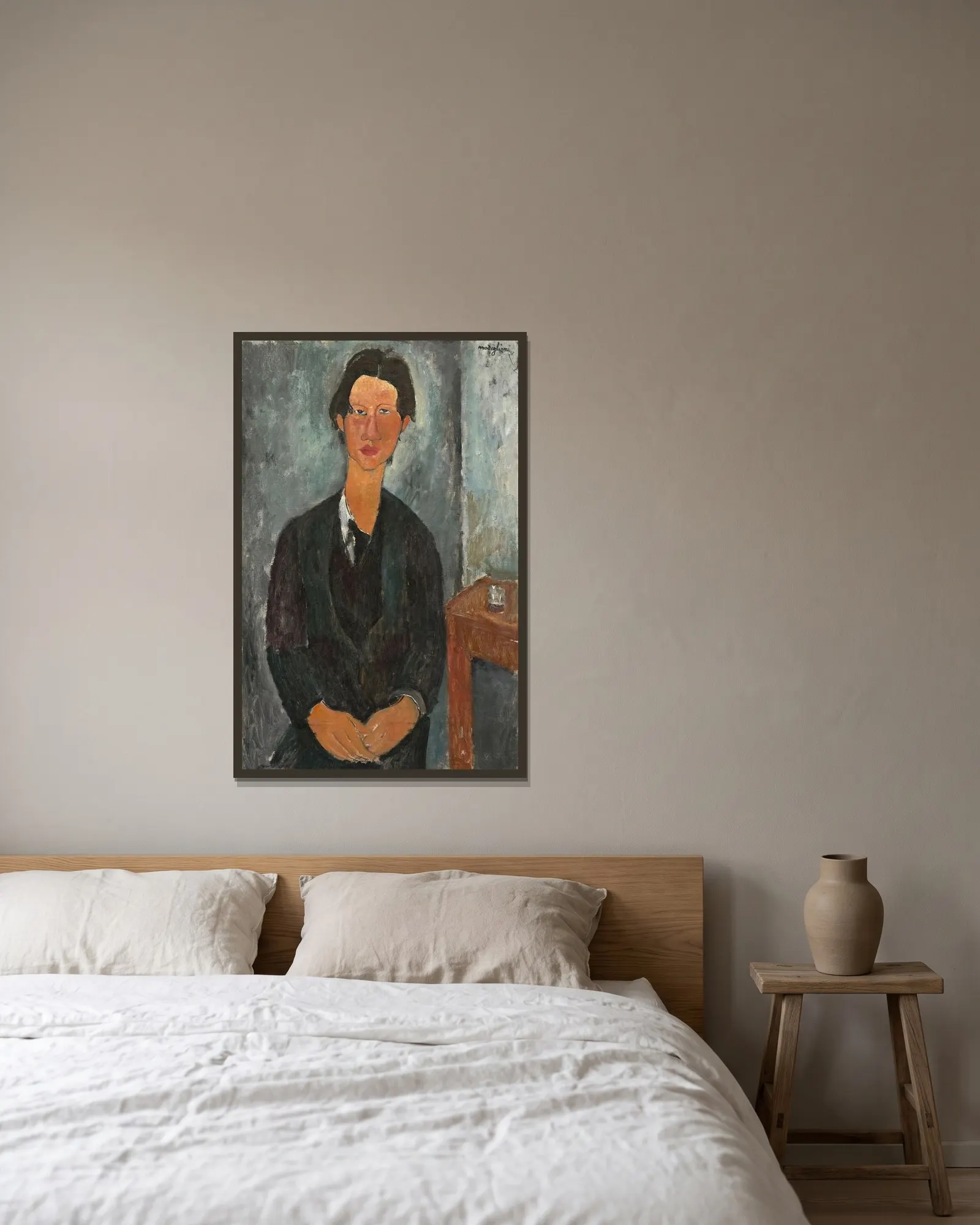 Chaim Soutine av Amedeo Modigliani inramad på en vägg