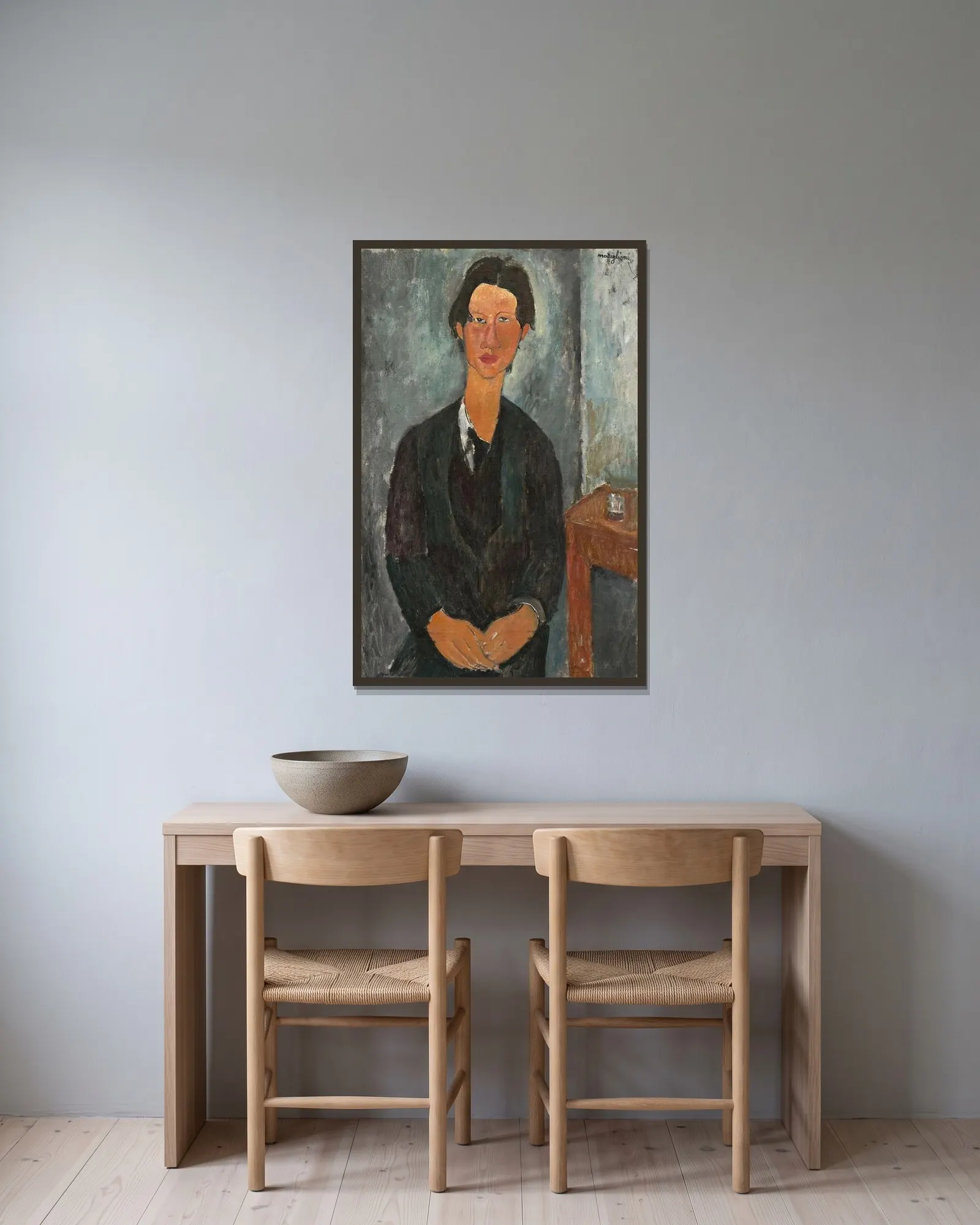 Chaim Soutine av Amedeo Modigliani inramad på en vägg