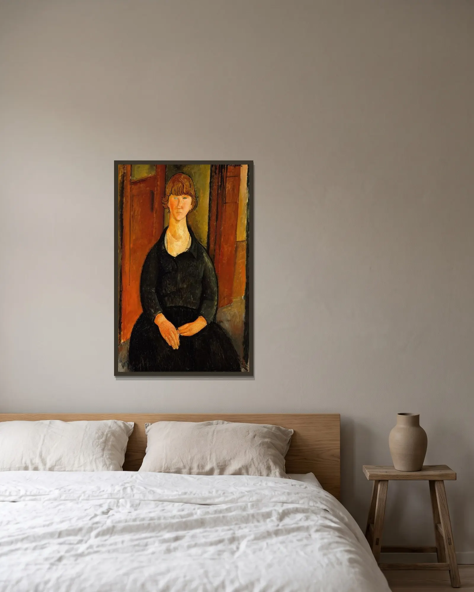 Flower Vendor av Amedeo Modigliani inramad på en vägg
