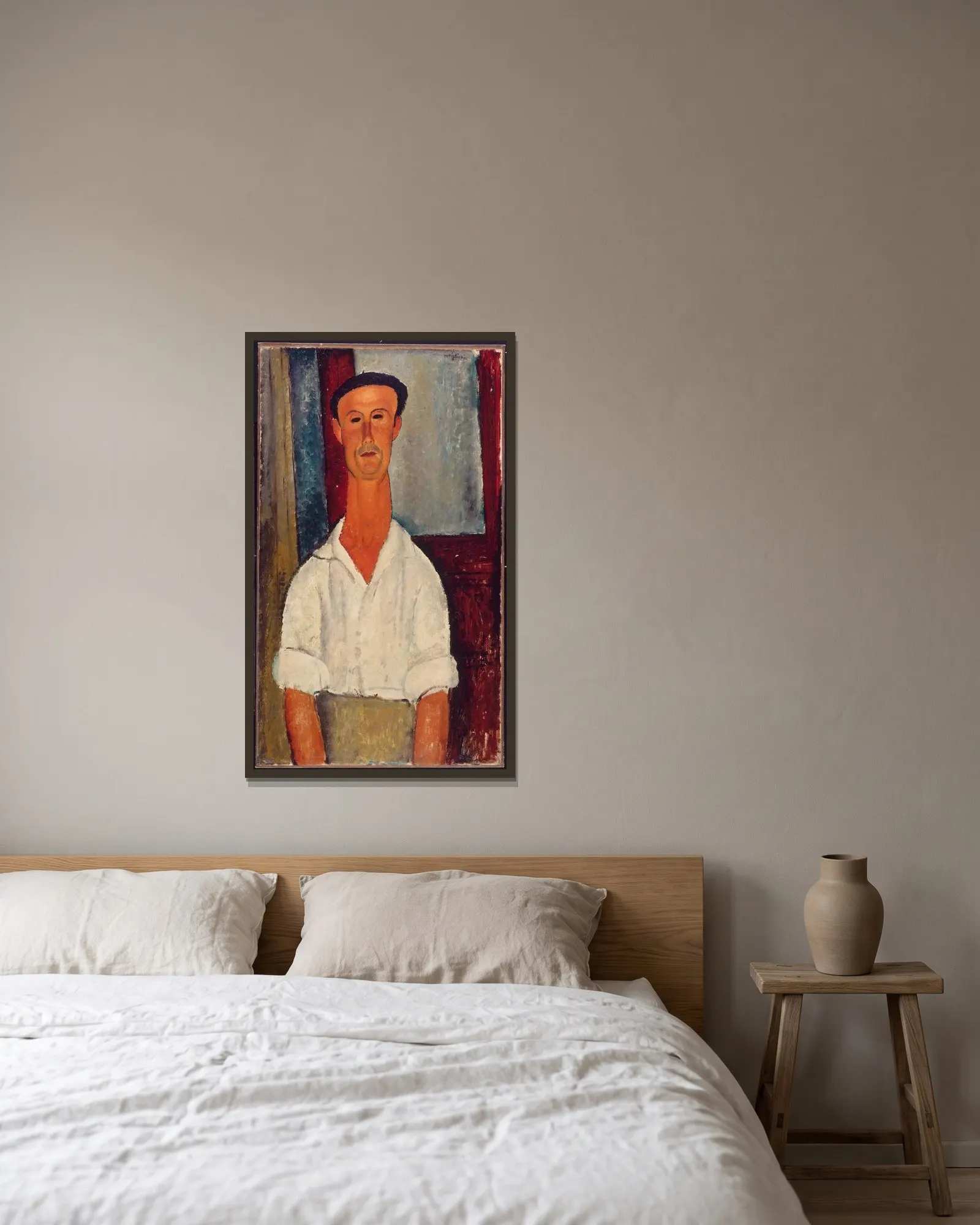 Gaston Modot av Amedeo Modigliani inramad på en vägg