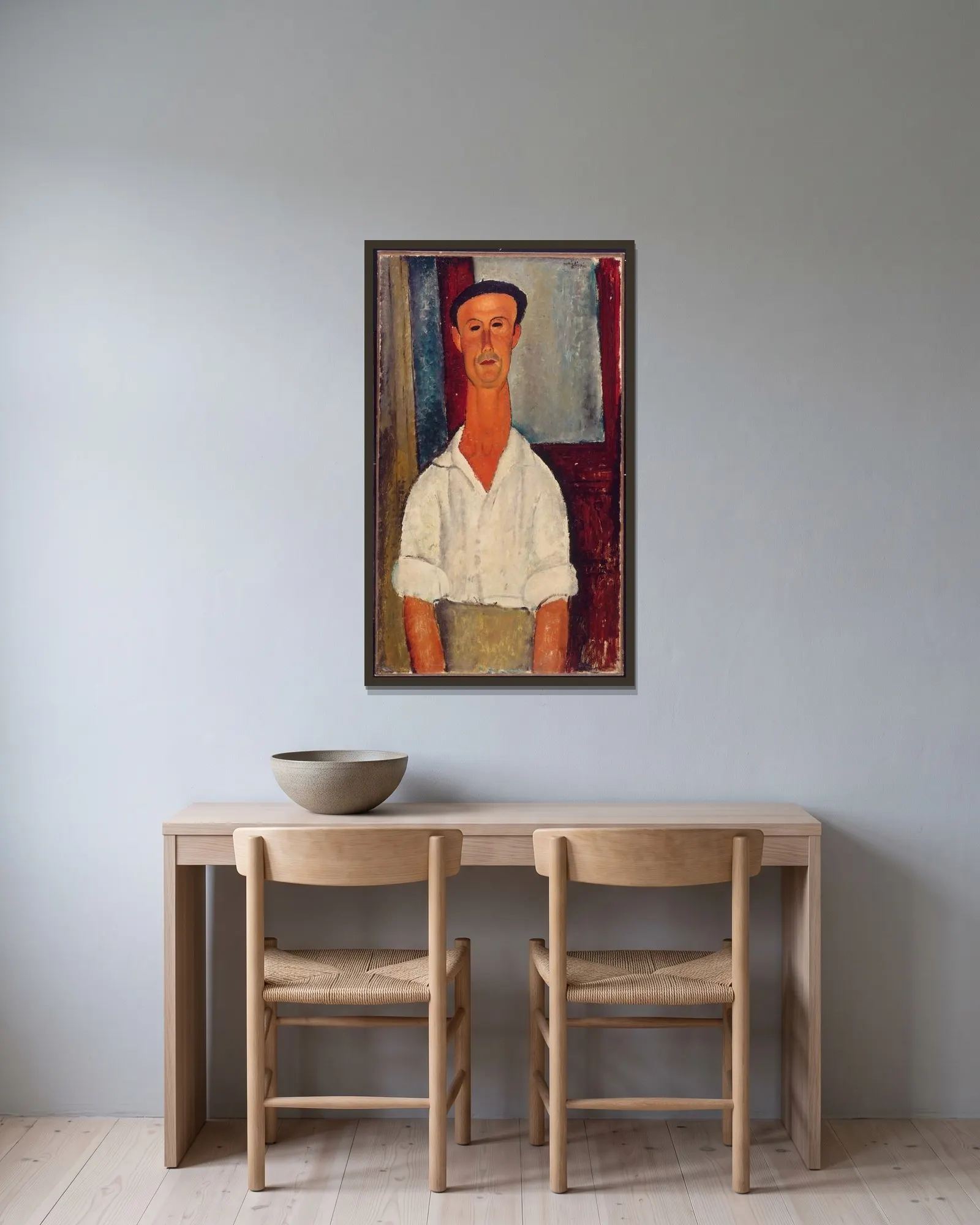 Gaston Modot av Amedeo Modigliani inramad på en vägg