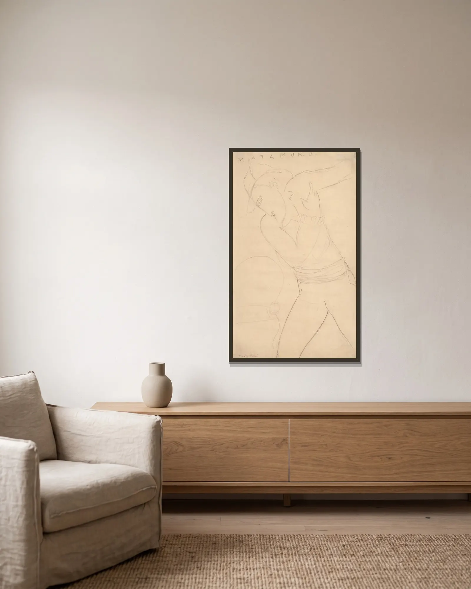 Matamore av Amedeo Modigliani inramad på en vägg