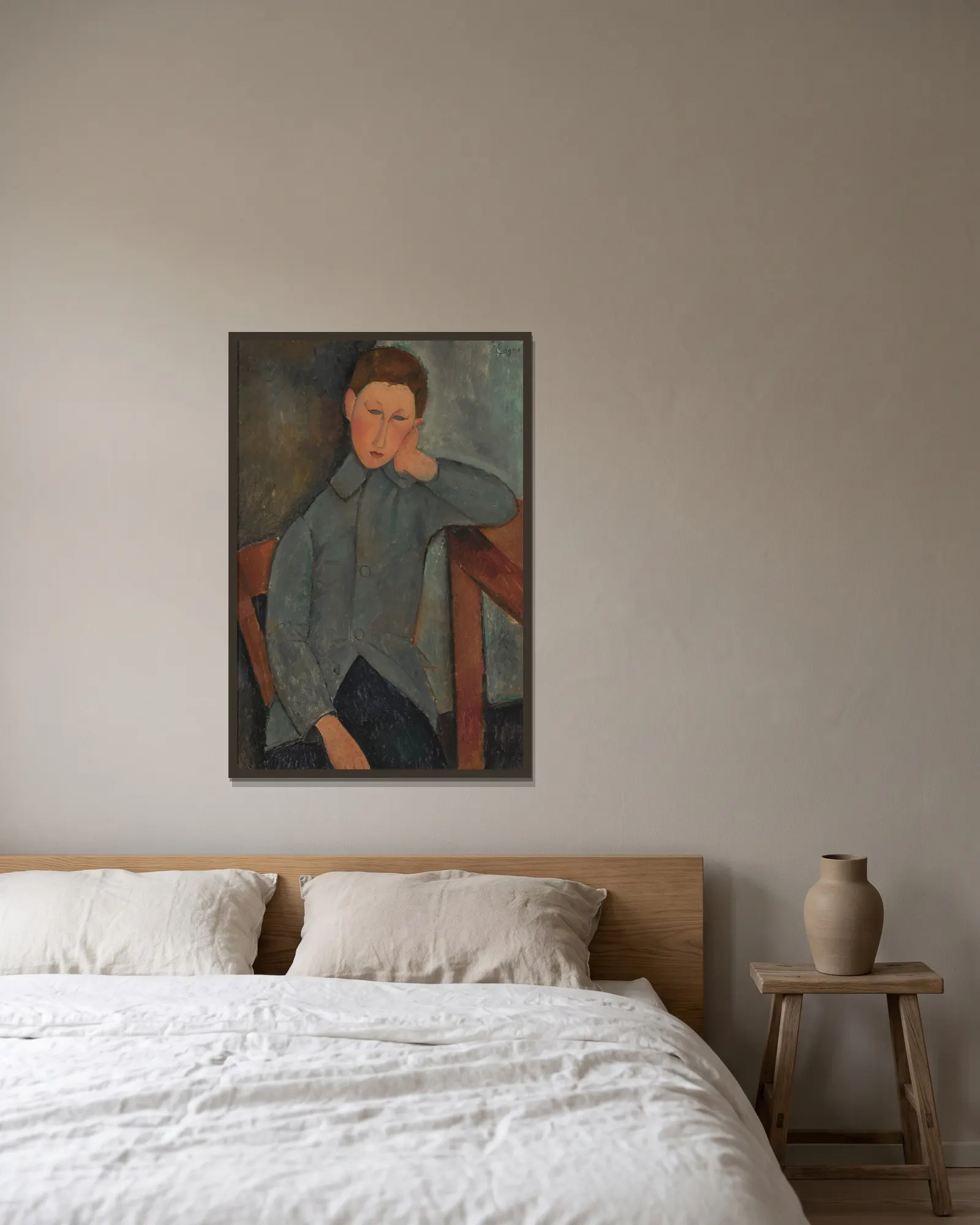 The Boy av Amedeo Modigliani inramad på en vägg