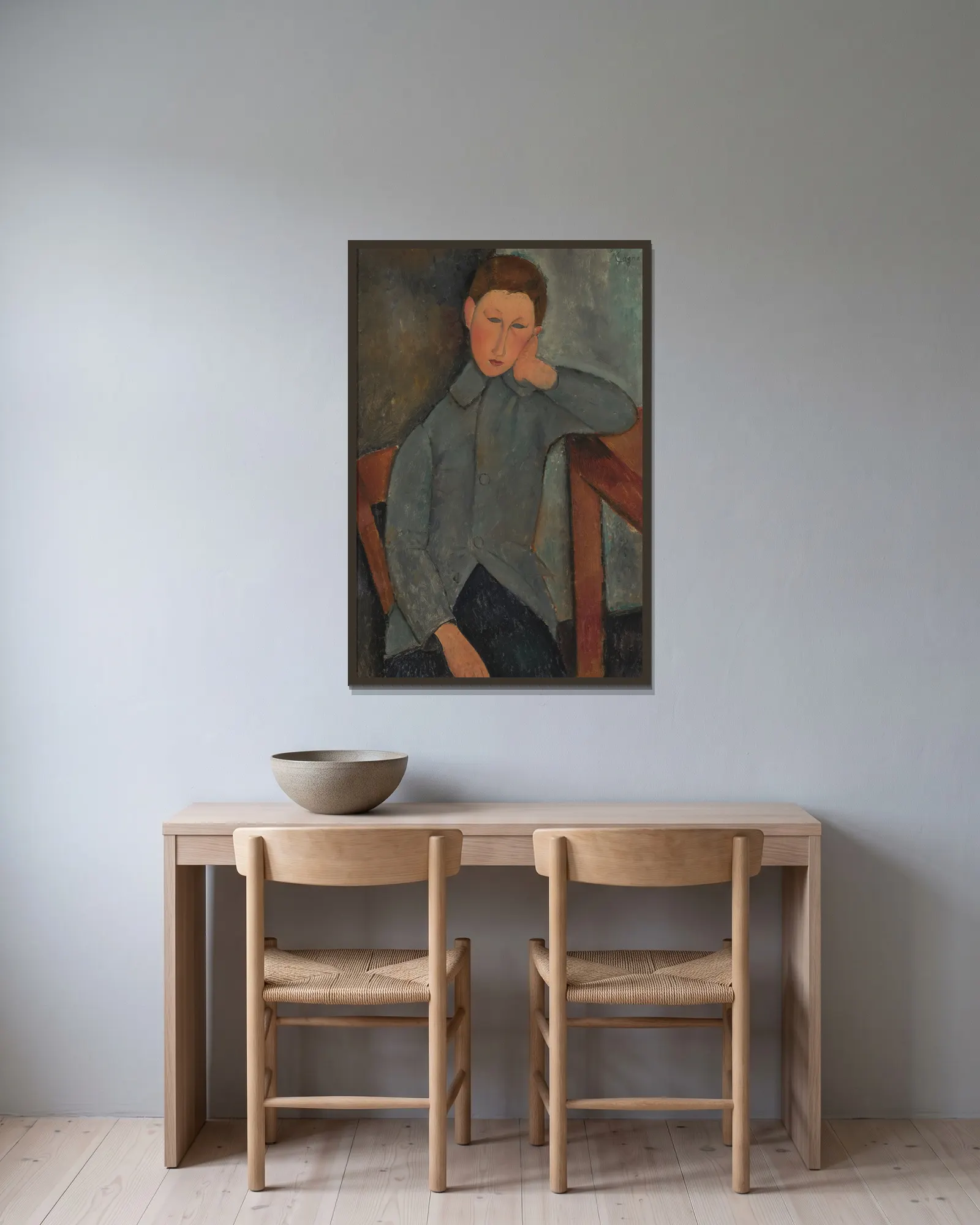 The Boy av Amedeo Modigliani inramad på en vägg