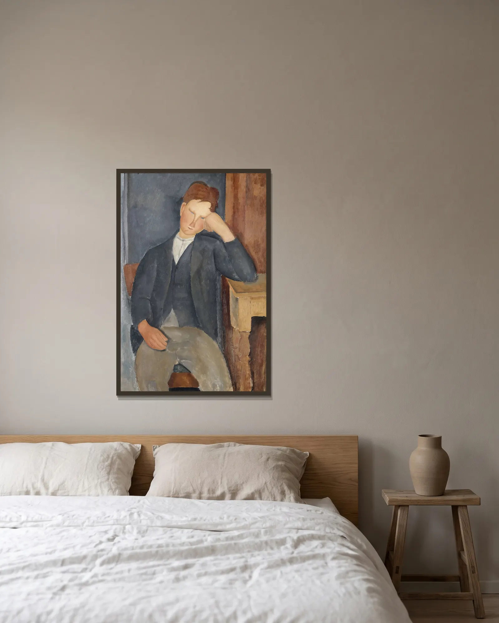 The Young Apprentice av Amedeo Modigliani inramad på en vägg