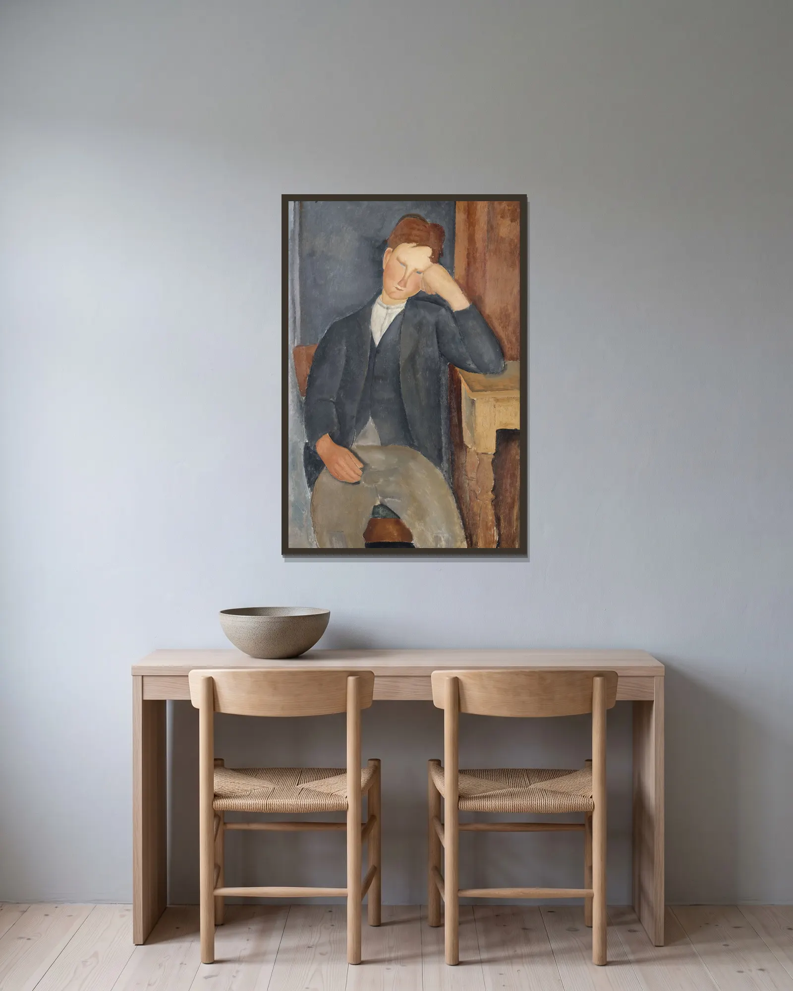 The Young Apprentice av Amedeo Modigliani inramad på en vägg