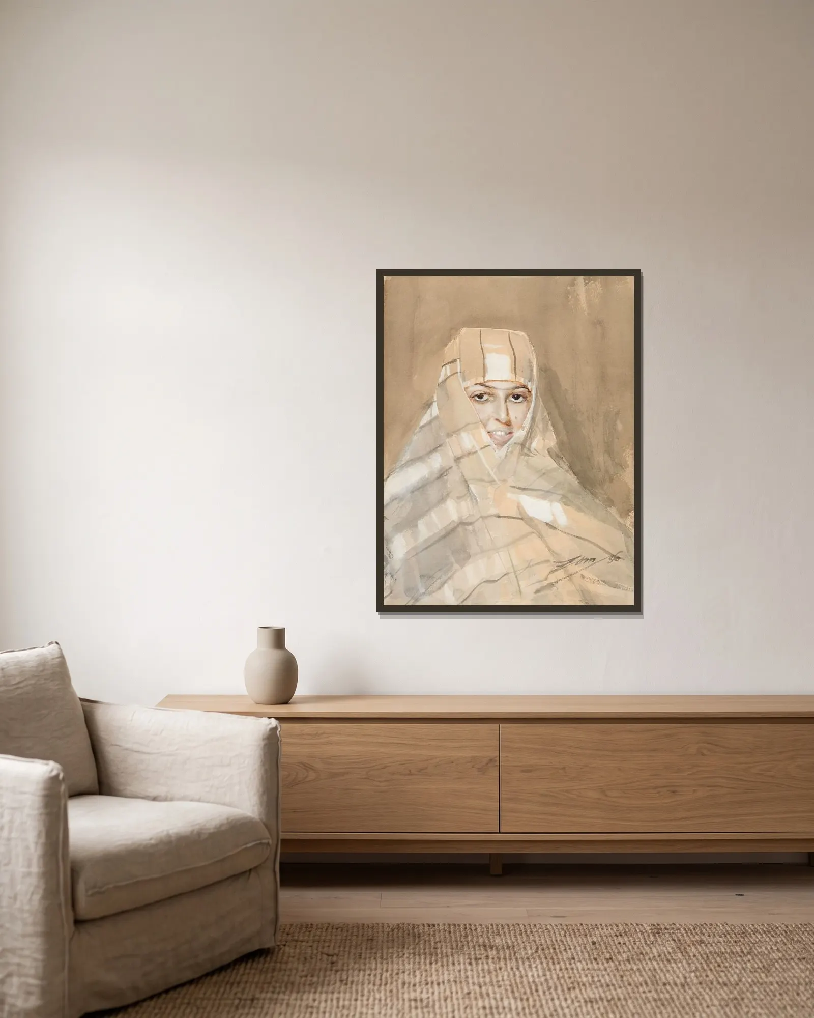 Beduinflicka av Anders Zorn inramad på en vägg