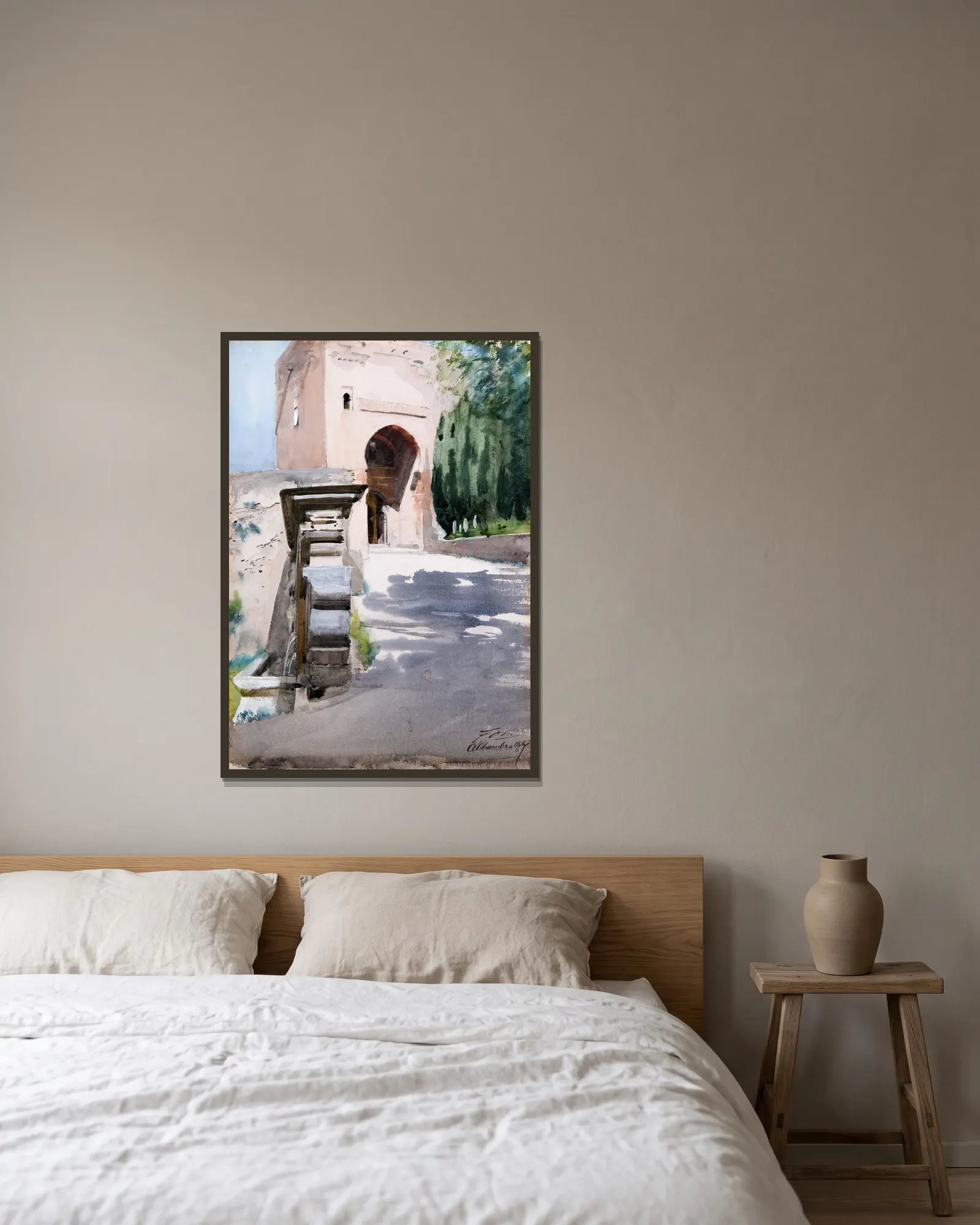 Port i Alhambra av Anders Zorn inramad på en vägg