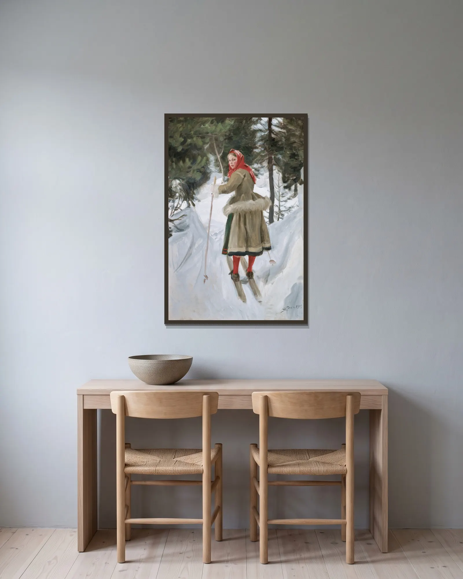 Flicka från Mora av Anders Zorn inramad på en vägg