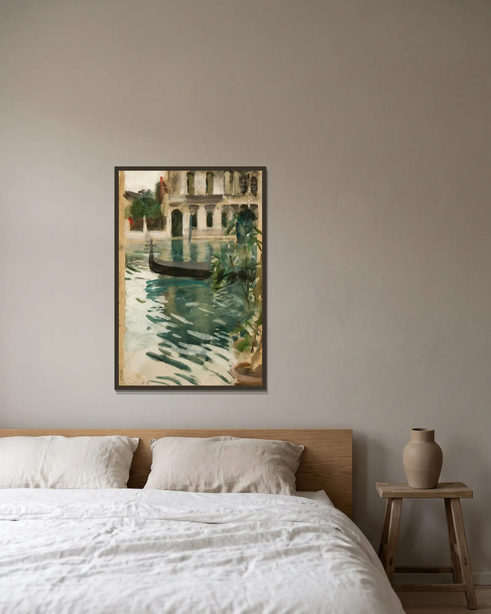 Gondol, Venedig av Anders Zorn inramad på en vägg